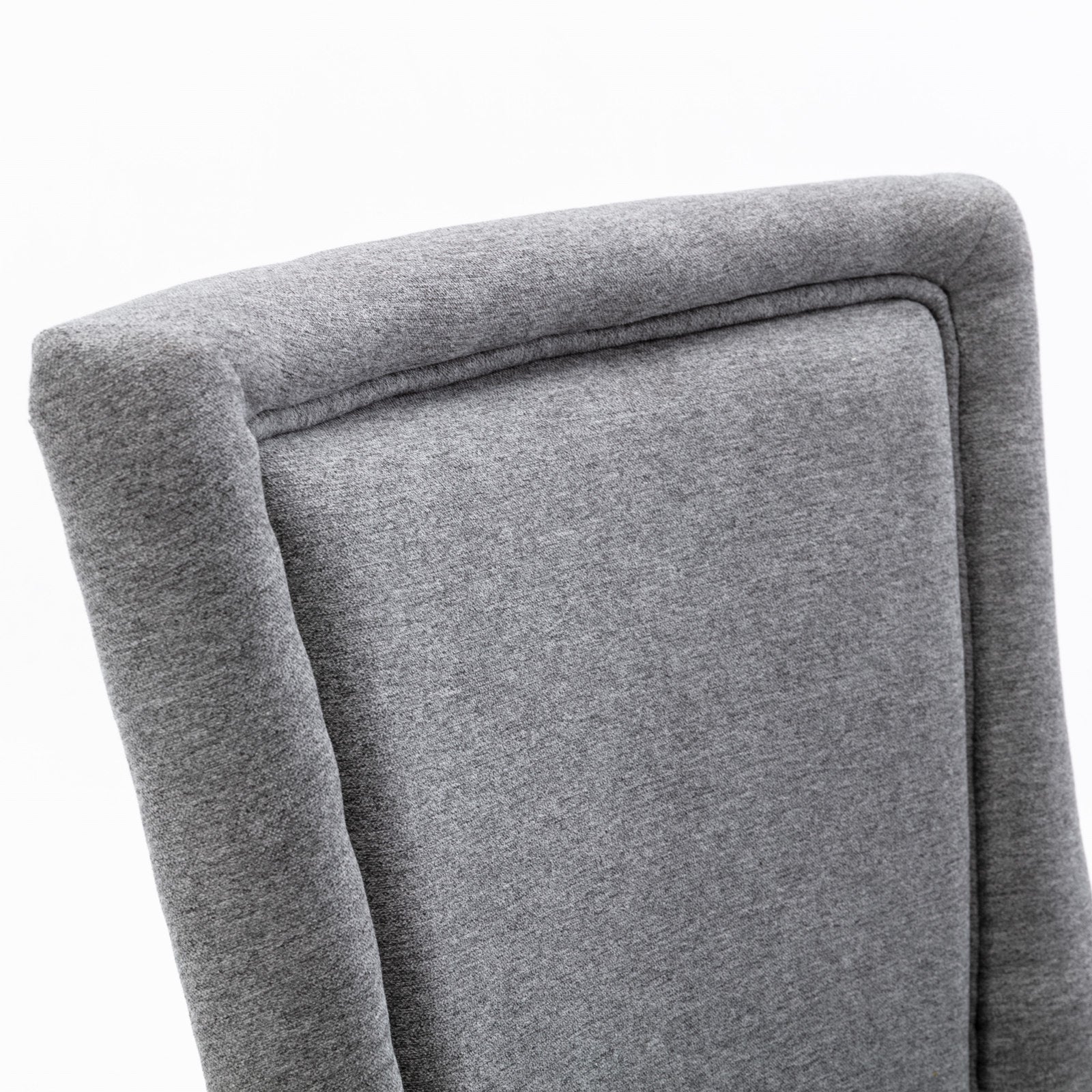 A&A Furniture Ultra Side Dining Chair with Thickened Fabric and Solid Wood Legs, Bronze Nail Head, Set of 2, Gray