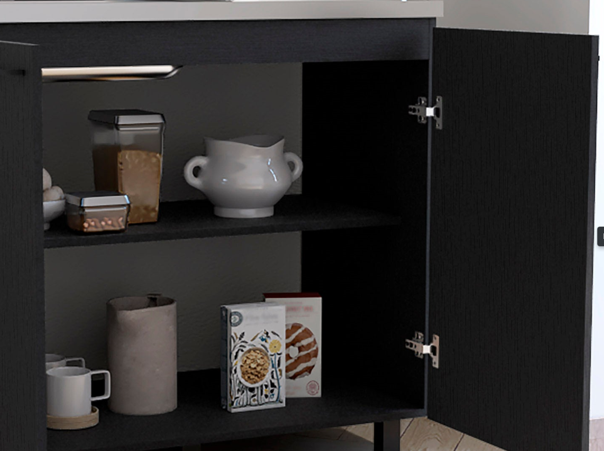 Napoles 2 Utility Sink with Cabinet, Stainless Steel Countertop, Interior Shelf - Wenge