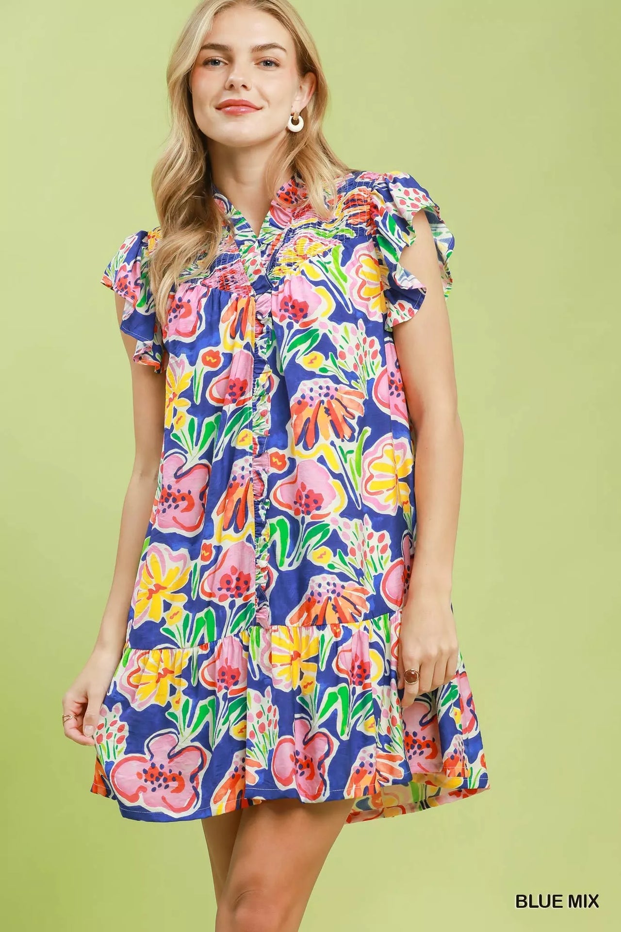 Umgee Floral Ruffle Mini Dress