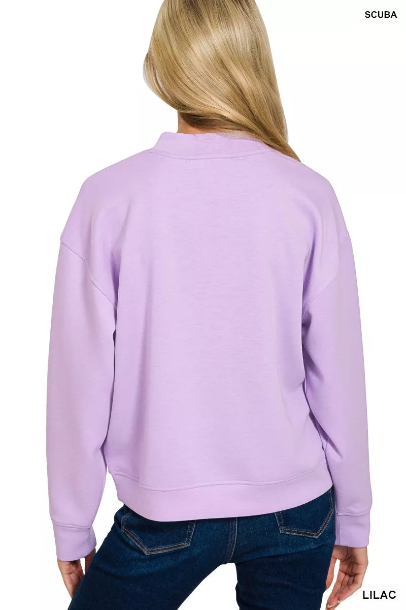 Zenana Scuba Mock Neck Sweatshirt and Joggers Set