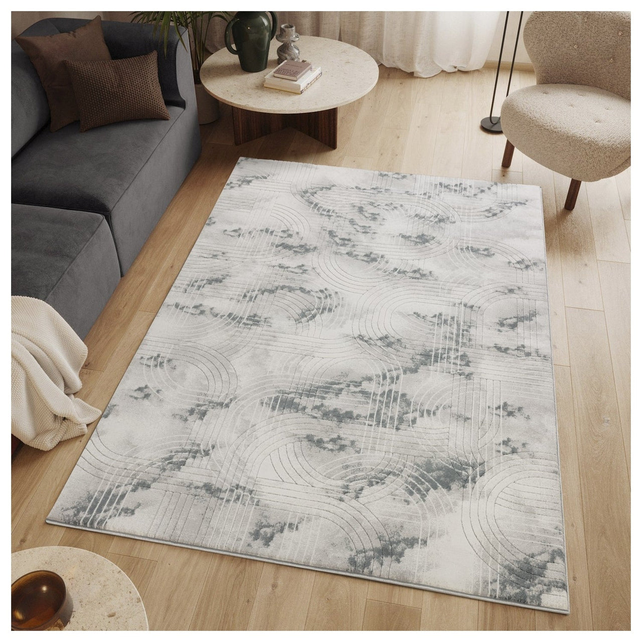 Geometrix GC_DIM1003 Gray 7 ft. 10 in. x 10 ft. 6 in. Contemporary Area Rug with Geometric 3D Effect