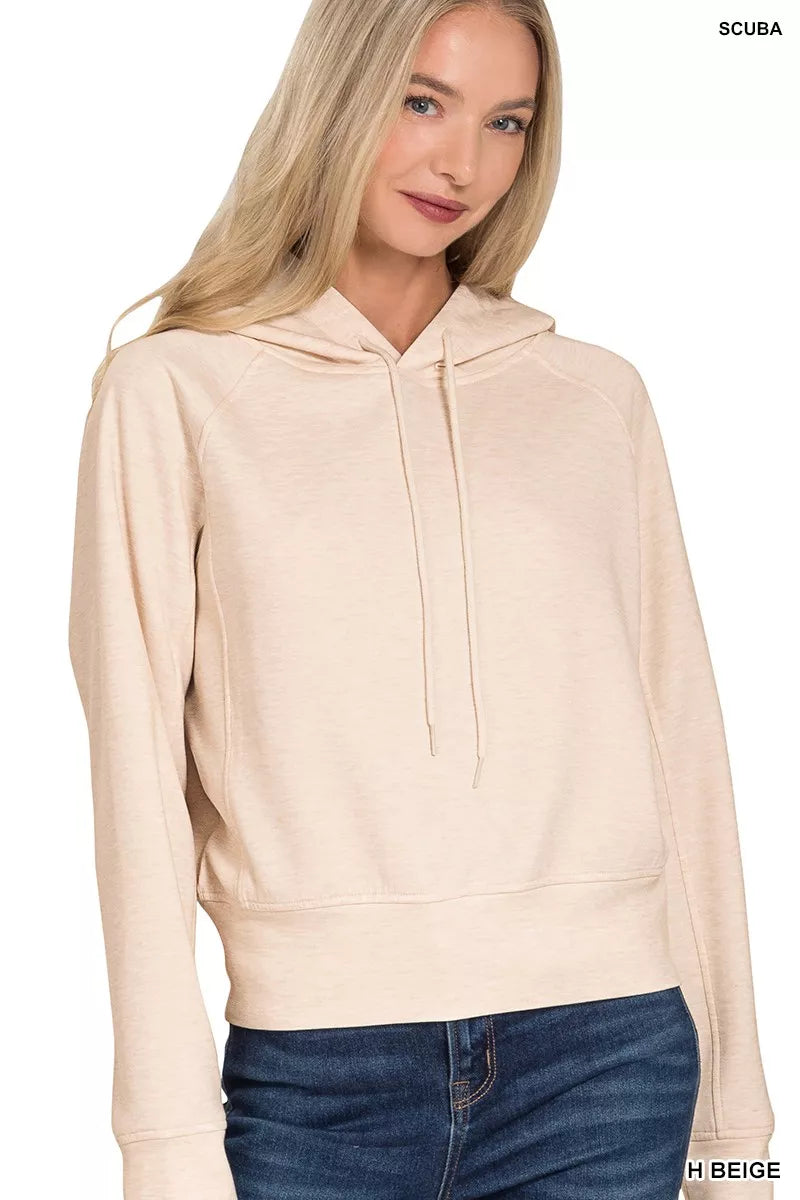Zenana Drawstring Scuba Hoodie
