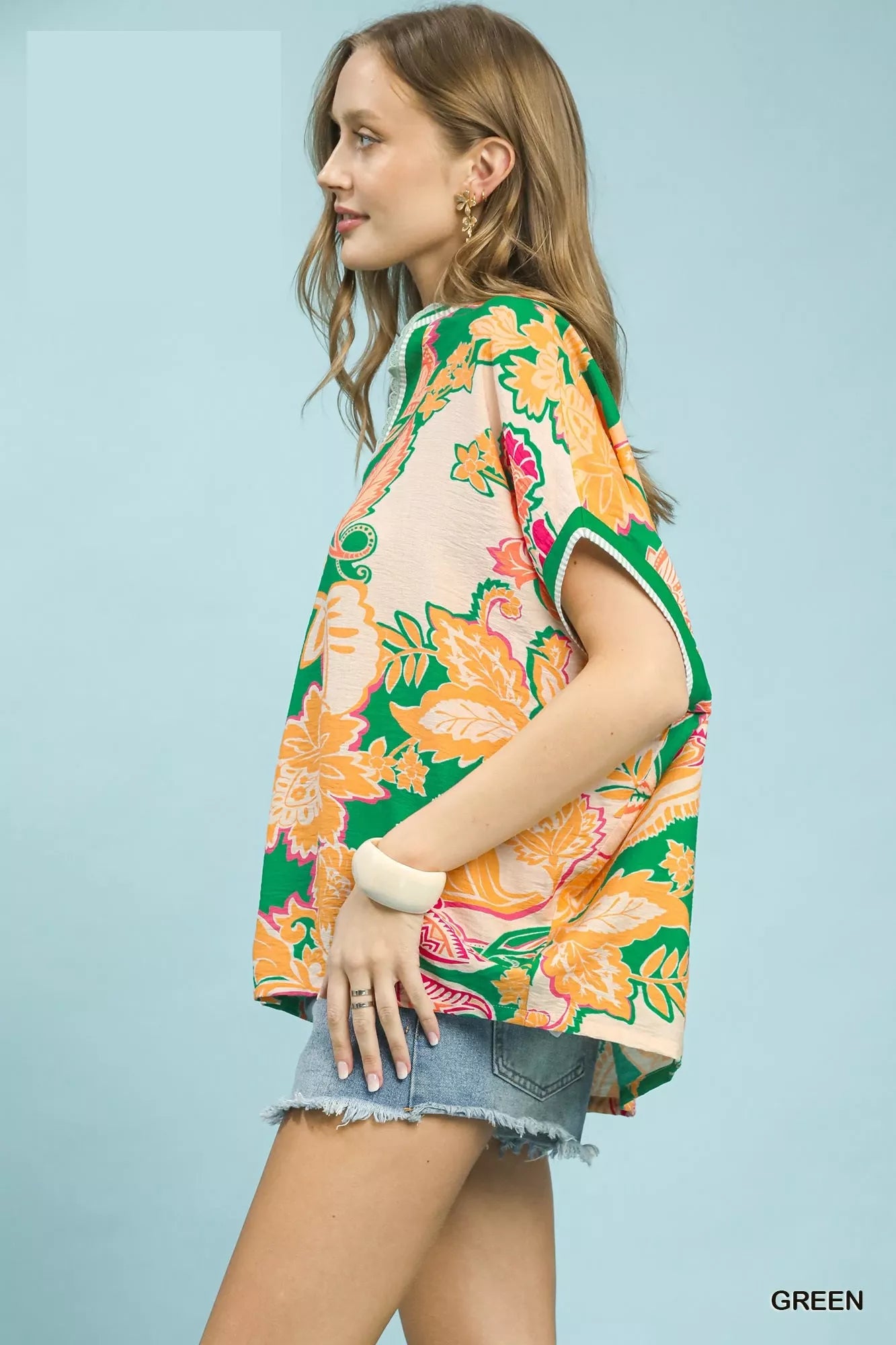 Umgee Abstract Print Oversized Top