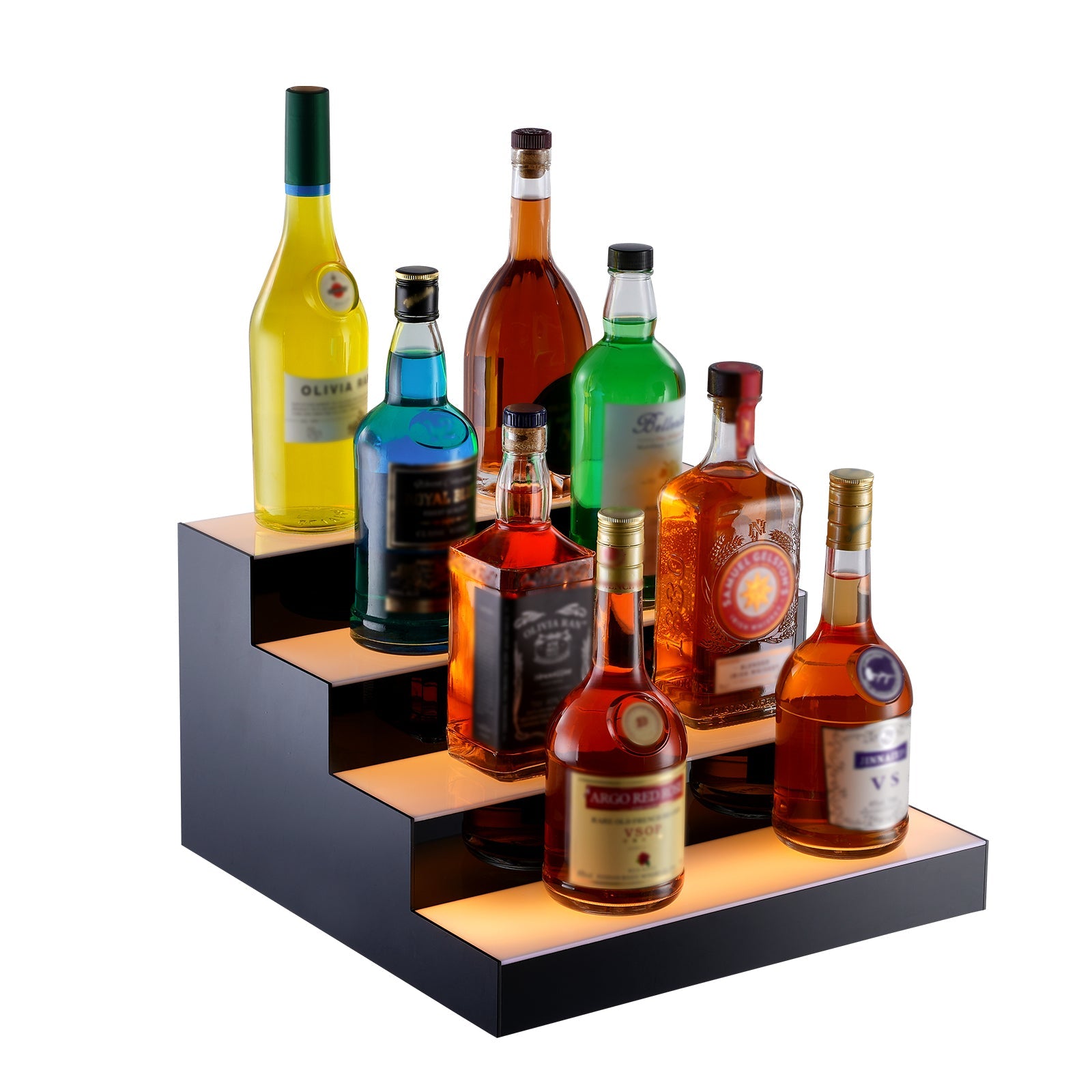 LED Lighted Liquor Bottle Display Bar Shelf RF & App Control 16' 4-Step