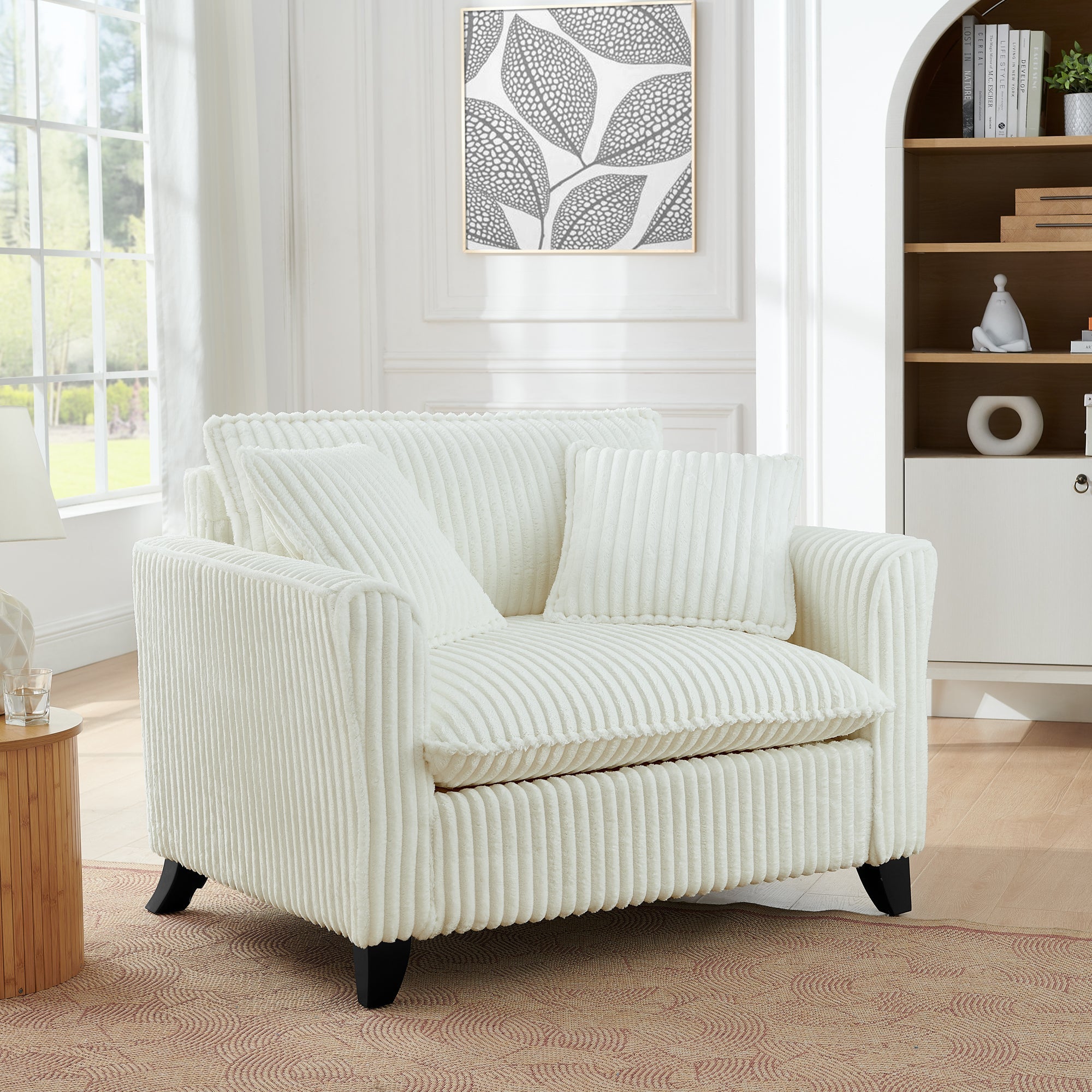 Lazy sofa chair, comfortable single-person sofa chair, with a backrest and soft seat cushion, having armrests on both sides, suitable for living room and bedroom - Beige