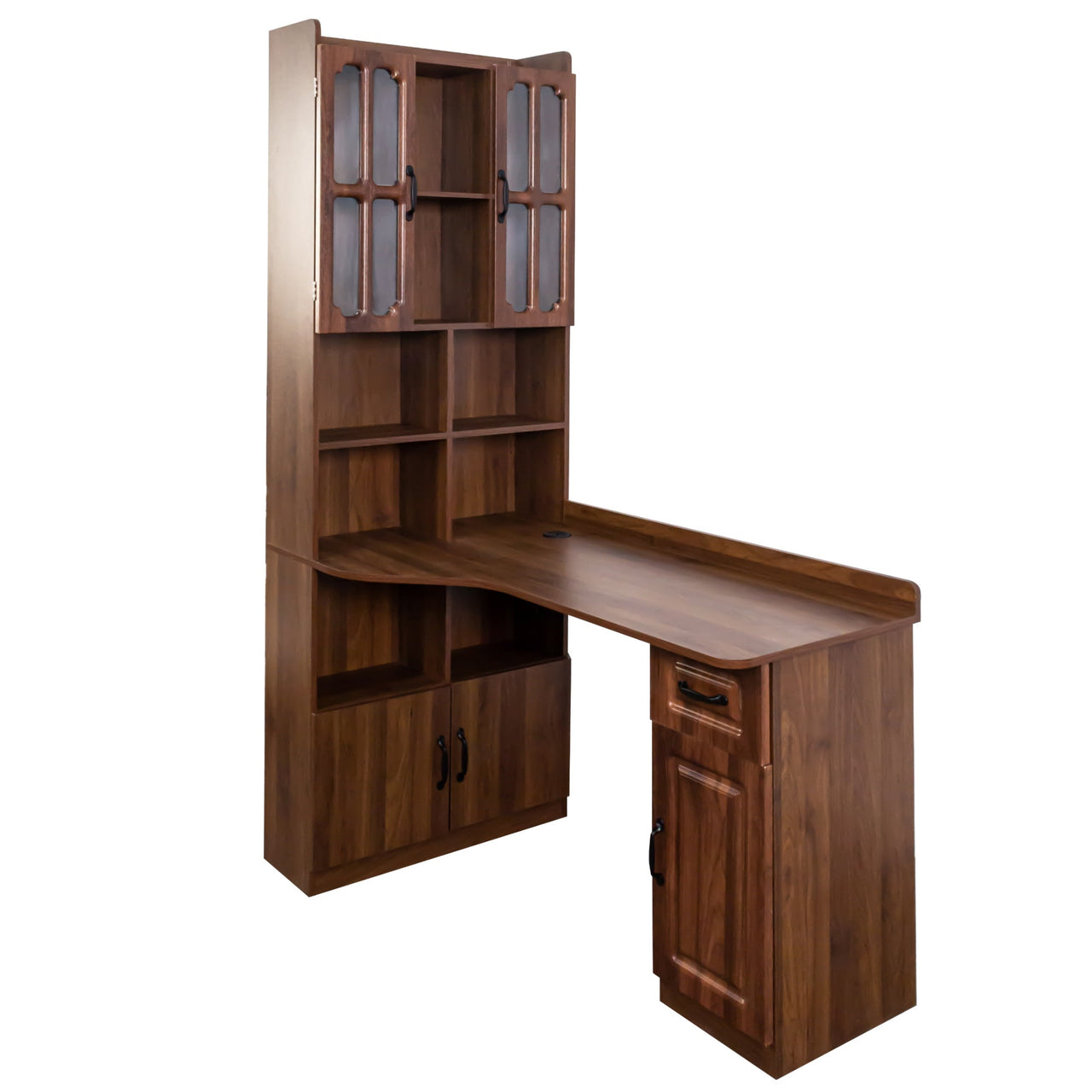 L-Shaped Corner Computer Desk  for Home Office or Study desk, Study Modern Style Table with Drawers, Bookshelf & Hutch, 2-in-1 L-Shaped Design, Large Working Space