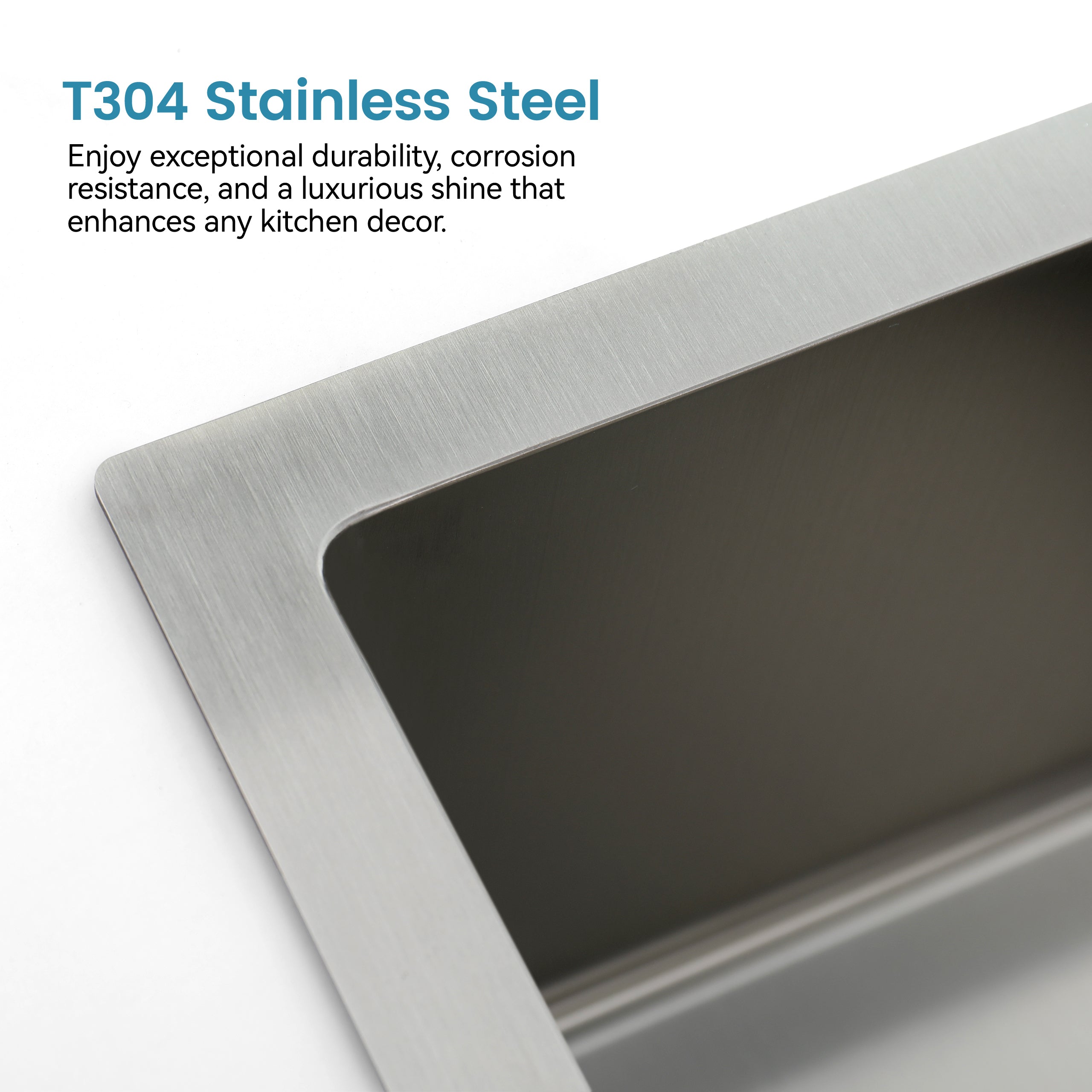 33'x19' Embedded Double Bowl Kitchen Sink, Undermount Handmade Sink in Brushed (Sink only)