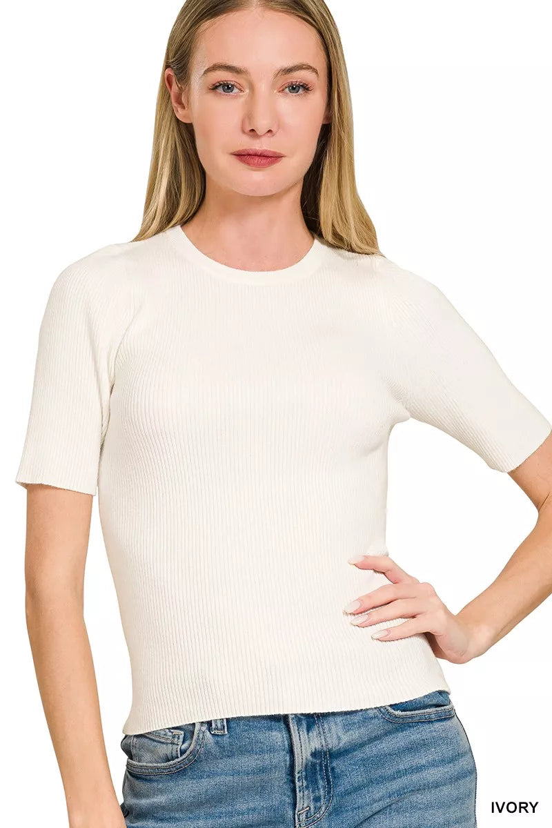 Zenana Viscose Ribbed Round Neck Sweater