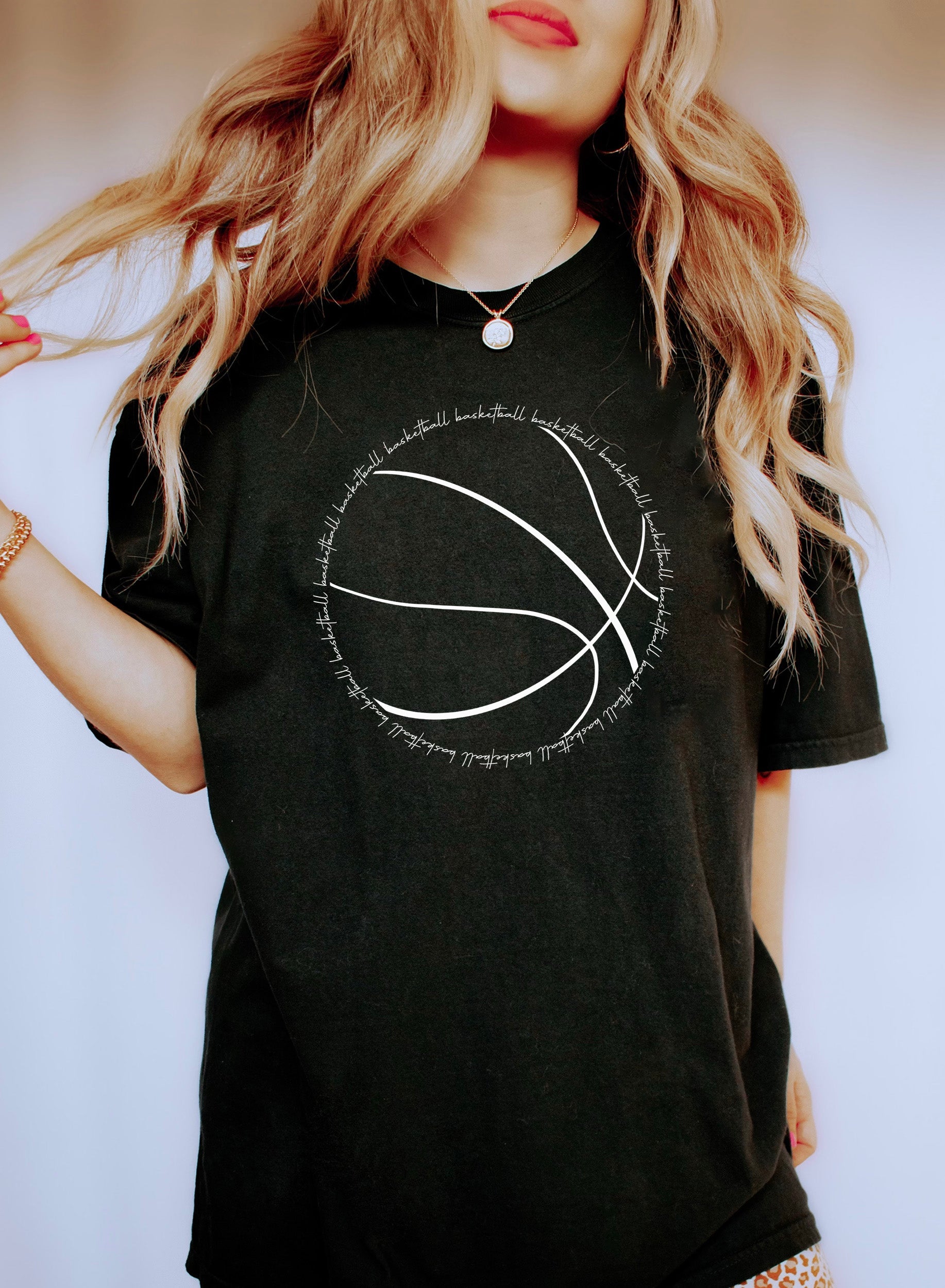 Chic Basketball Word Art Deluxe Edition Premium Ink Exclusive Glow Metallic Print Comfort Colors Tee