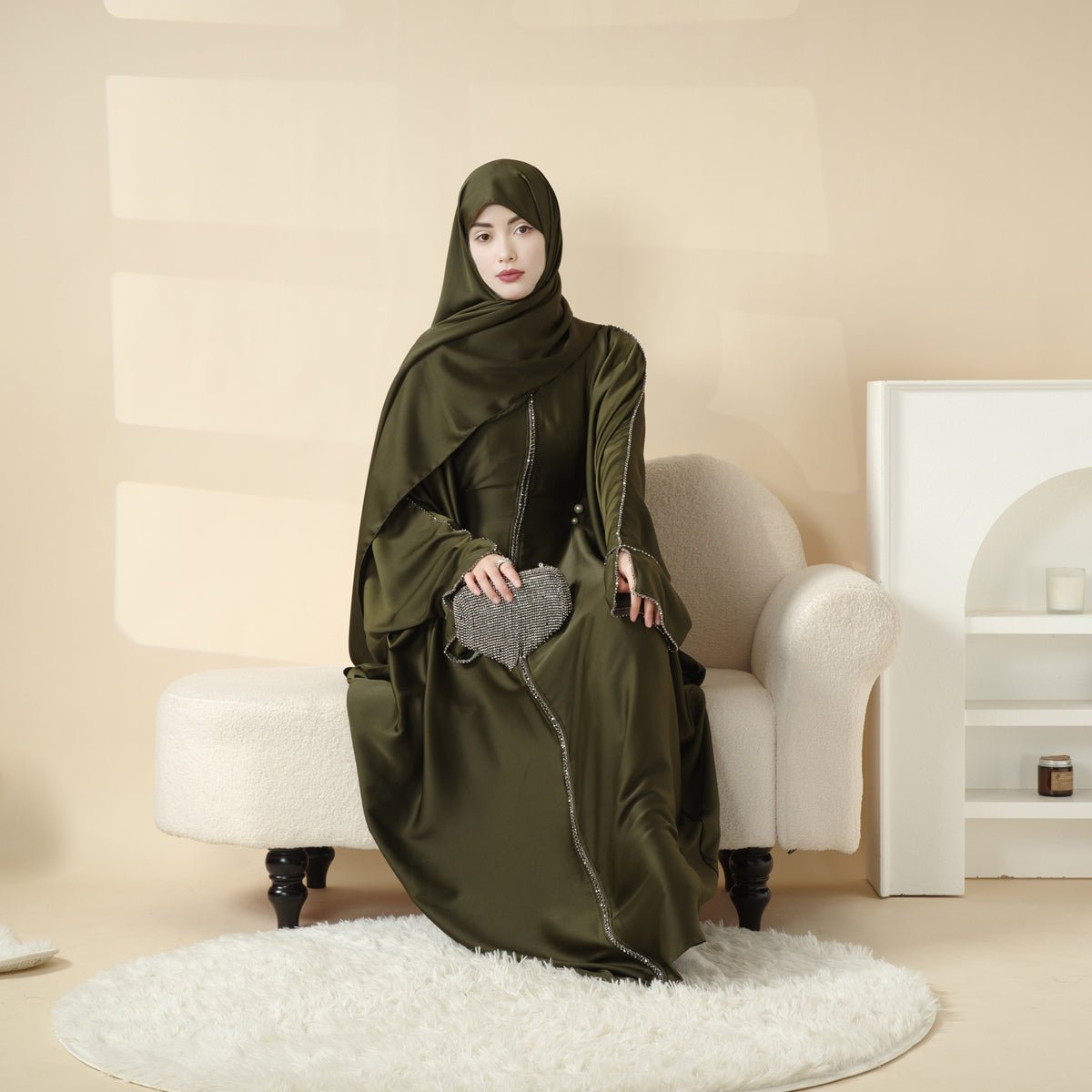 Batwing Abaya With Matching Hijab | Batwing Sleeve Abaya (MA041)