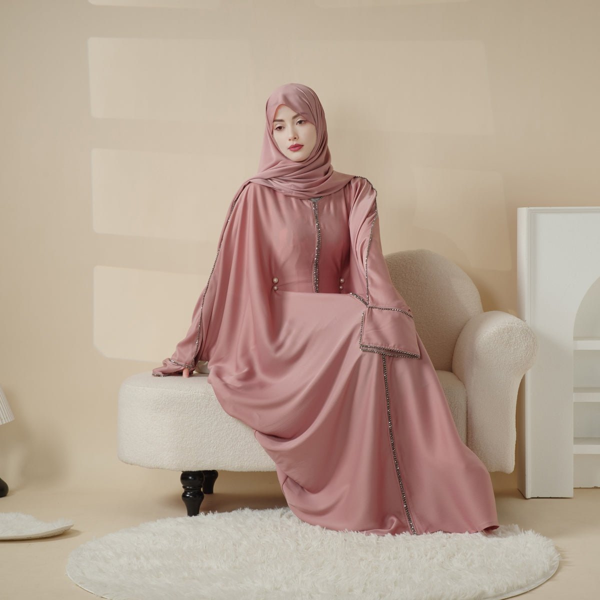 Batwing Abaya With Matching Hijab | Batwing Sleeve Abaya (MA041)