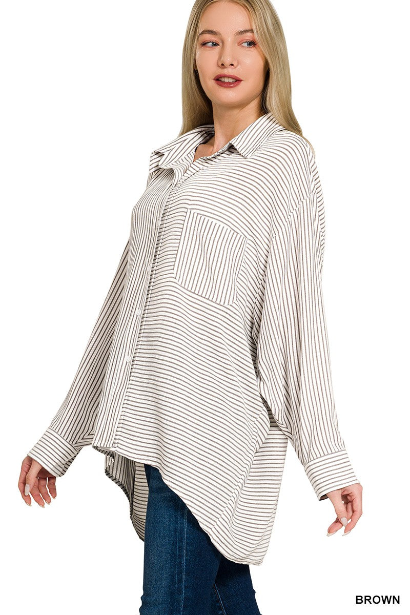 Woven Stripe Button Down Shirt