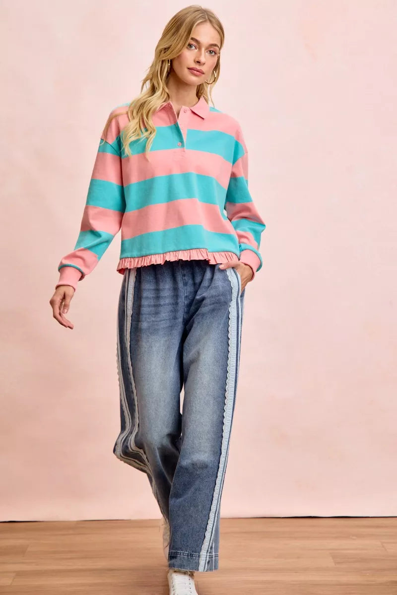 BiBi Washed Lace Contrast Sided Jeans