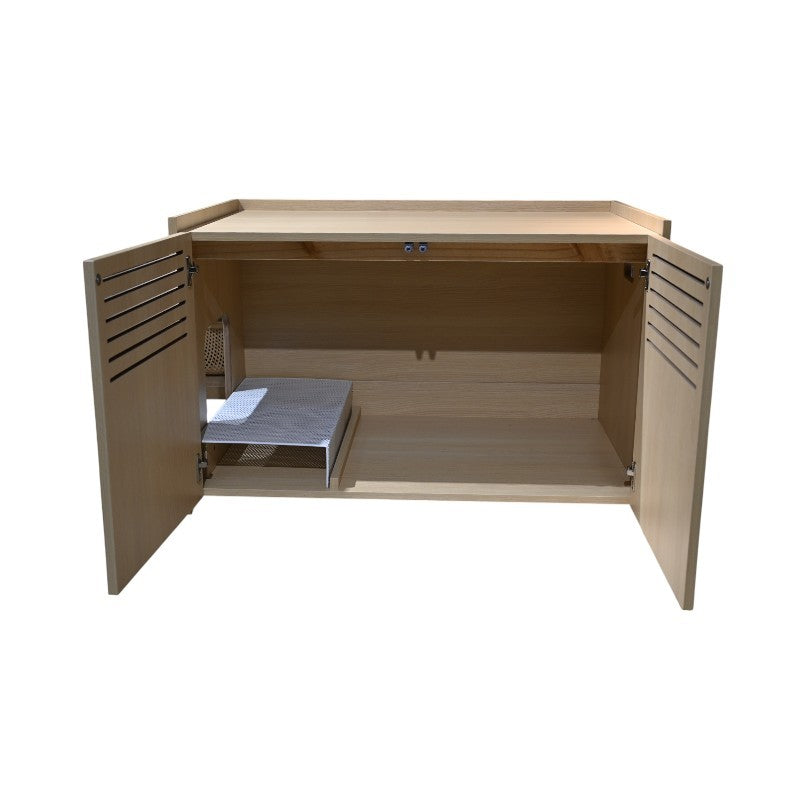 Modern Wooden Cat House with Scratching Pad , Cat Litter Box Enclosure, Spacious Hidden Cat Litter Box -33.46' x 21.06' x 21' , 45.87 lbs