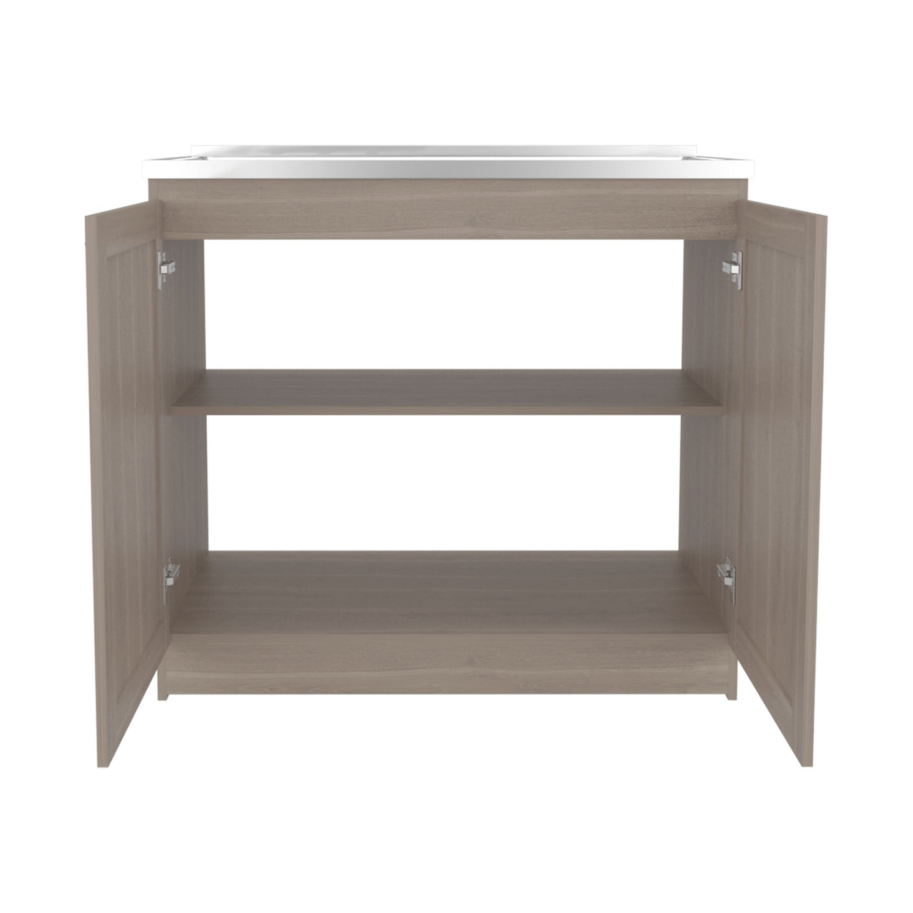 Utility Sink Cabinet 36' H, 2 Doors, 2 Shelves, White Oak - Kitchen