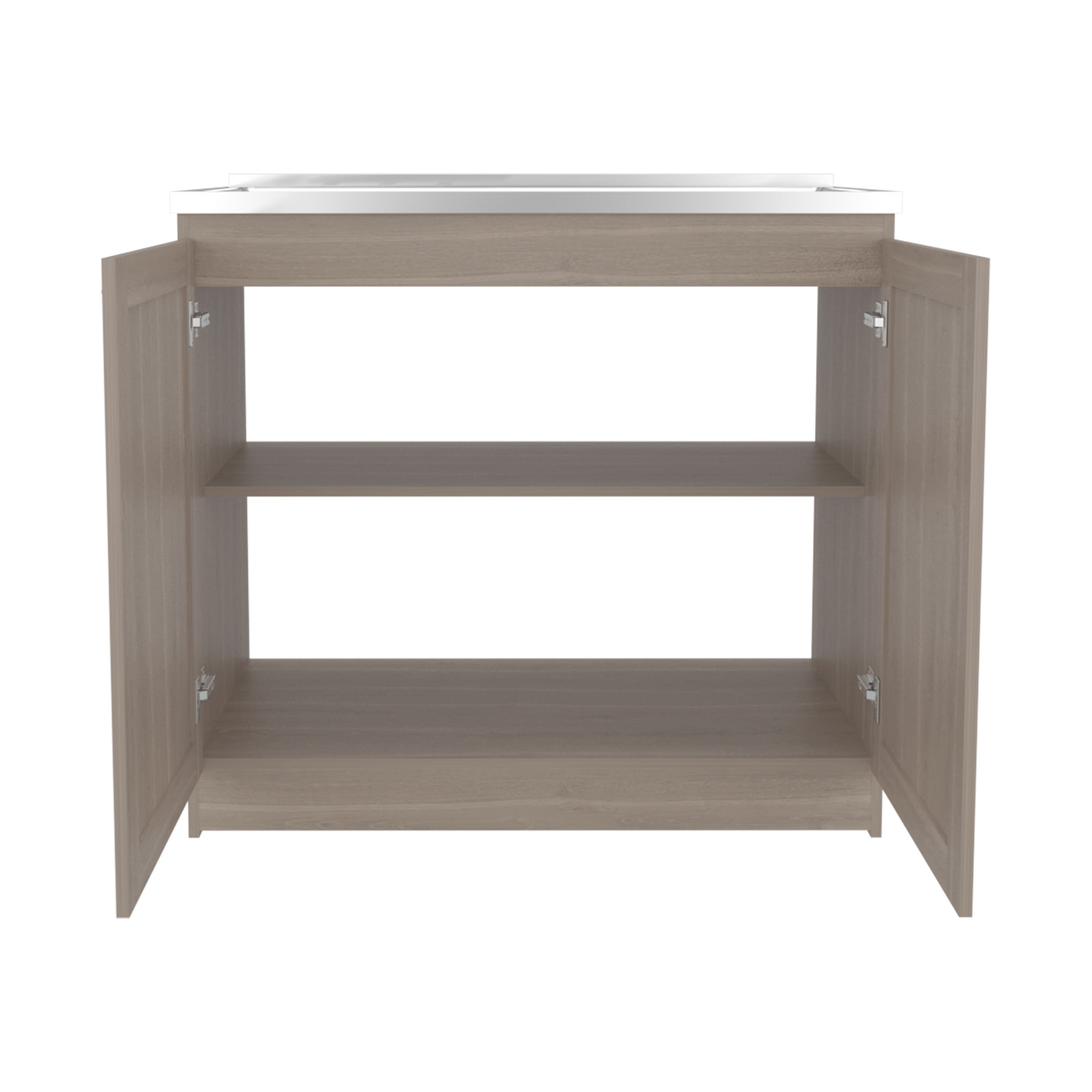 Utility Sink Cabinet 36' H, 2 Doors, 2 Shelves, White Oak - Kitchen