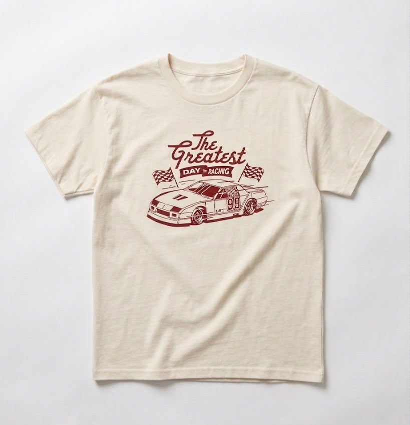 GREATEST DAY IN RACING TEE - CREAM (FRONT ONLY)