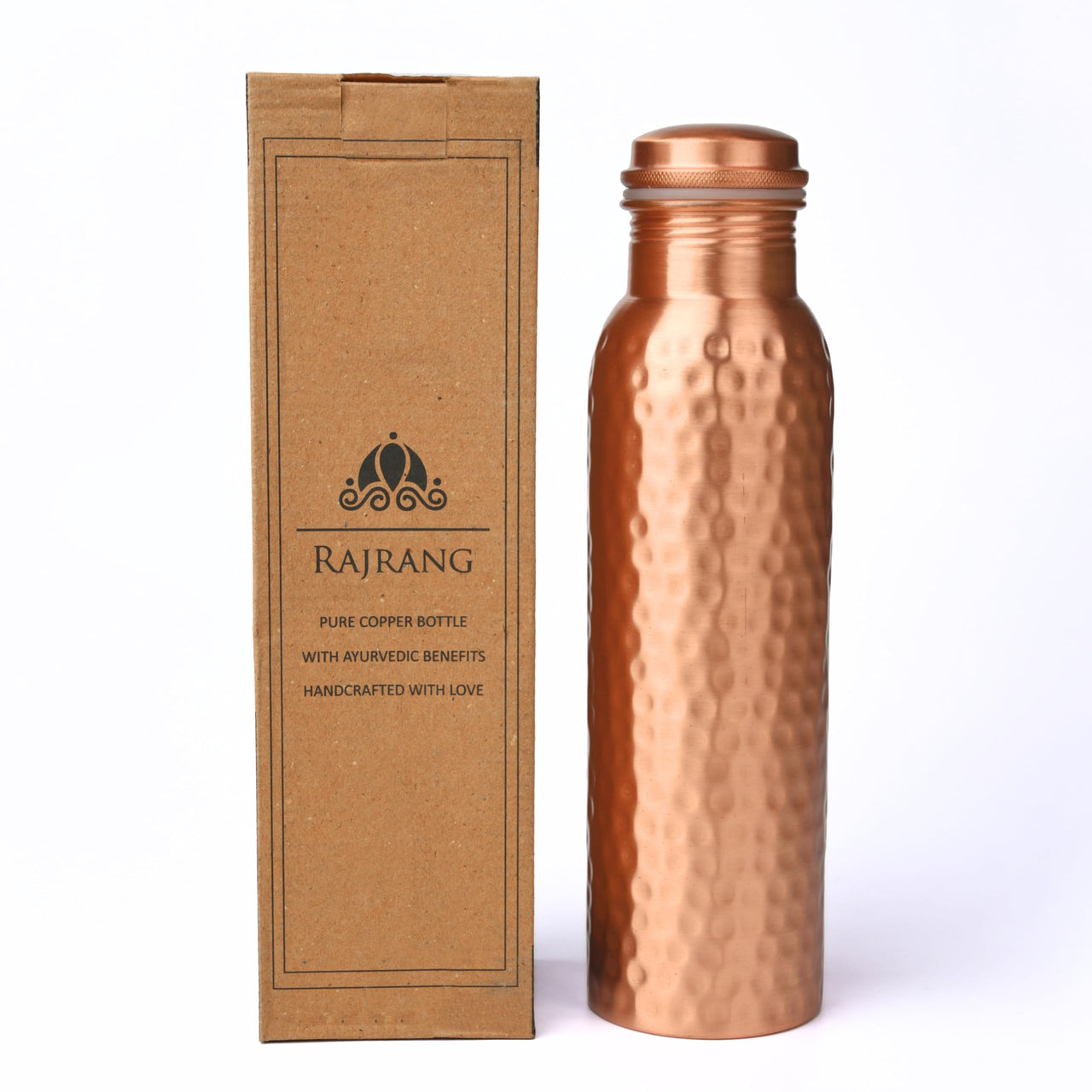 RAJRANG Hammered Copper Water Bottle 34 oz Ayurveda Health Vessel Leak Proof Design Pitcher for Sport Fitness Yoga 1000 ml