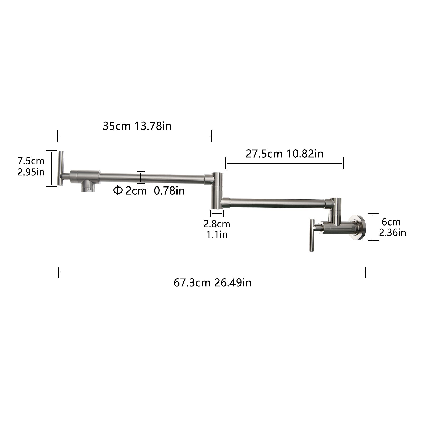 Pot Filler,Wall Mount Commercial Pot Filler Faucet,304 SS Material Kitchen Folding Faucet,Coffee Machine Faucet with Stretchable Double Joint Swing Arms,Style A,Black ened