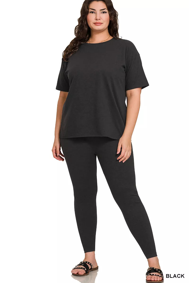 Zenana Full Size Brushed Dty Microfiber Short Sleeve Top and Pants Loungewear Set Plus Size
