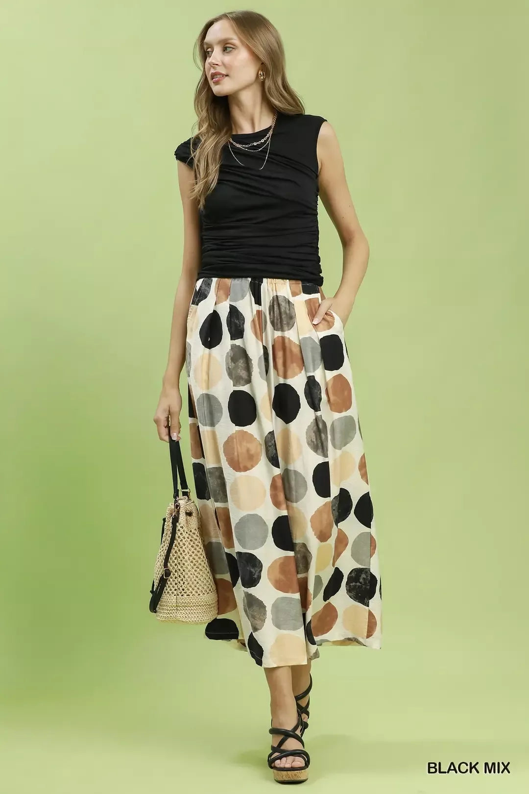 Umgee Dot Print Wide Leg Pants