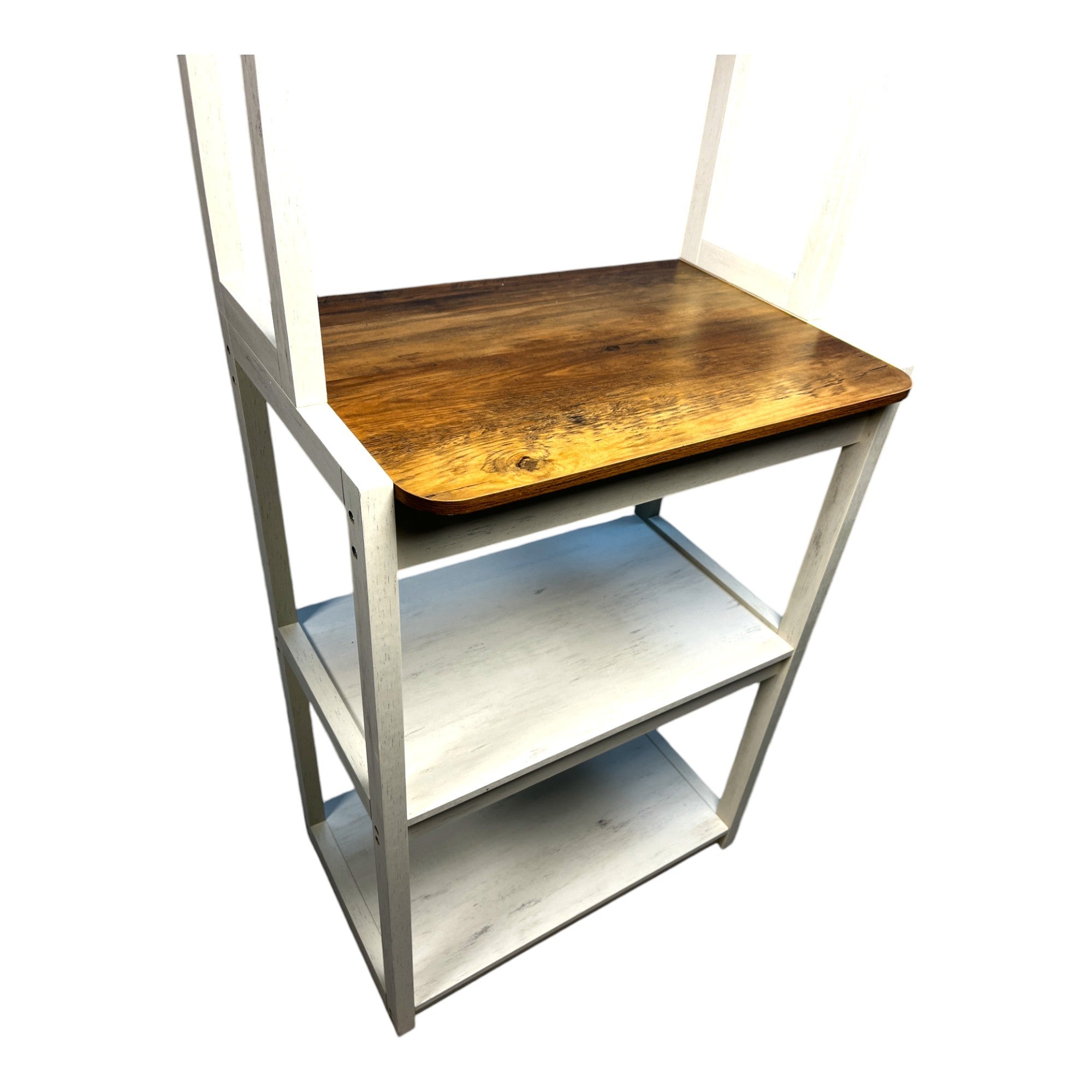23.62' White and Rustic Brown color 5-Tier Bakers Rack for Kitchen with Storage, Coffee Bar, Kitchen Shelves,  Microwave Stand