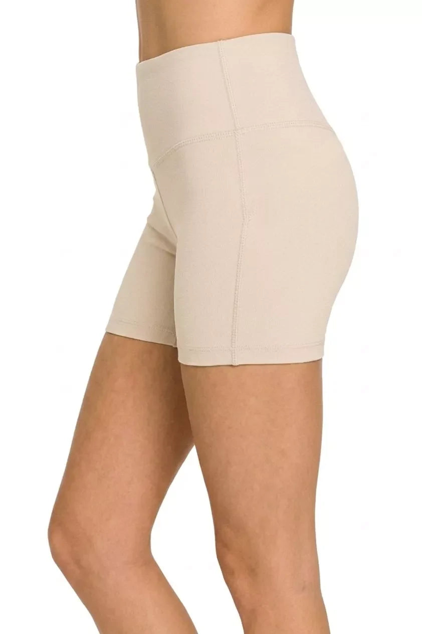 Zenana Brushed Microfiber Wide Waistband Biker Shorts