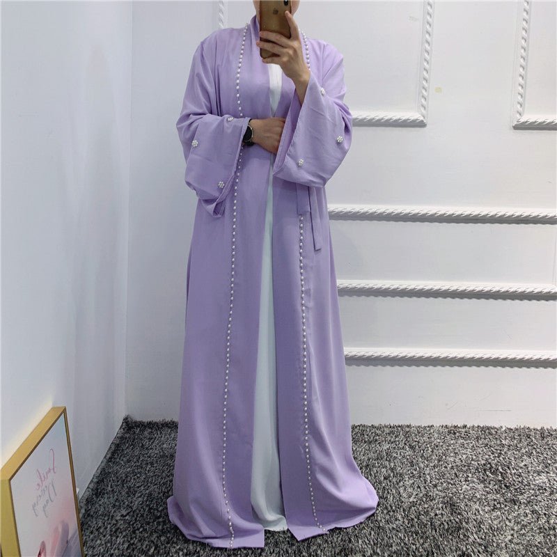 Beaded Open Abaya - Elegant & Temperament With Matching Belt (MOA090)