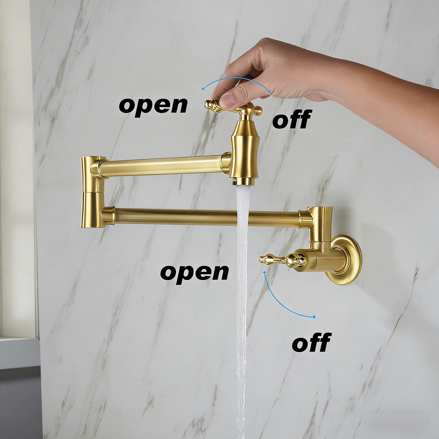 Wall Mount Folding Kitchen Pot Filler Faucet