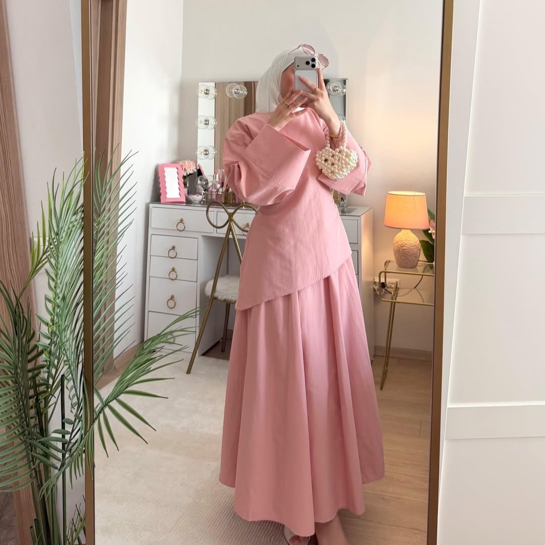 Bell Sleeve Back-Tie Top & A-Line Maxi Skirt Set(MS469)