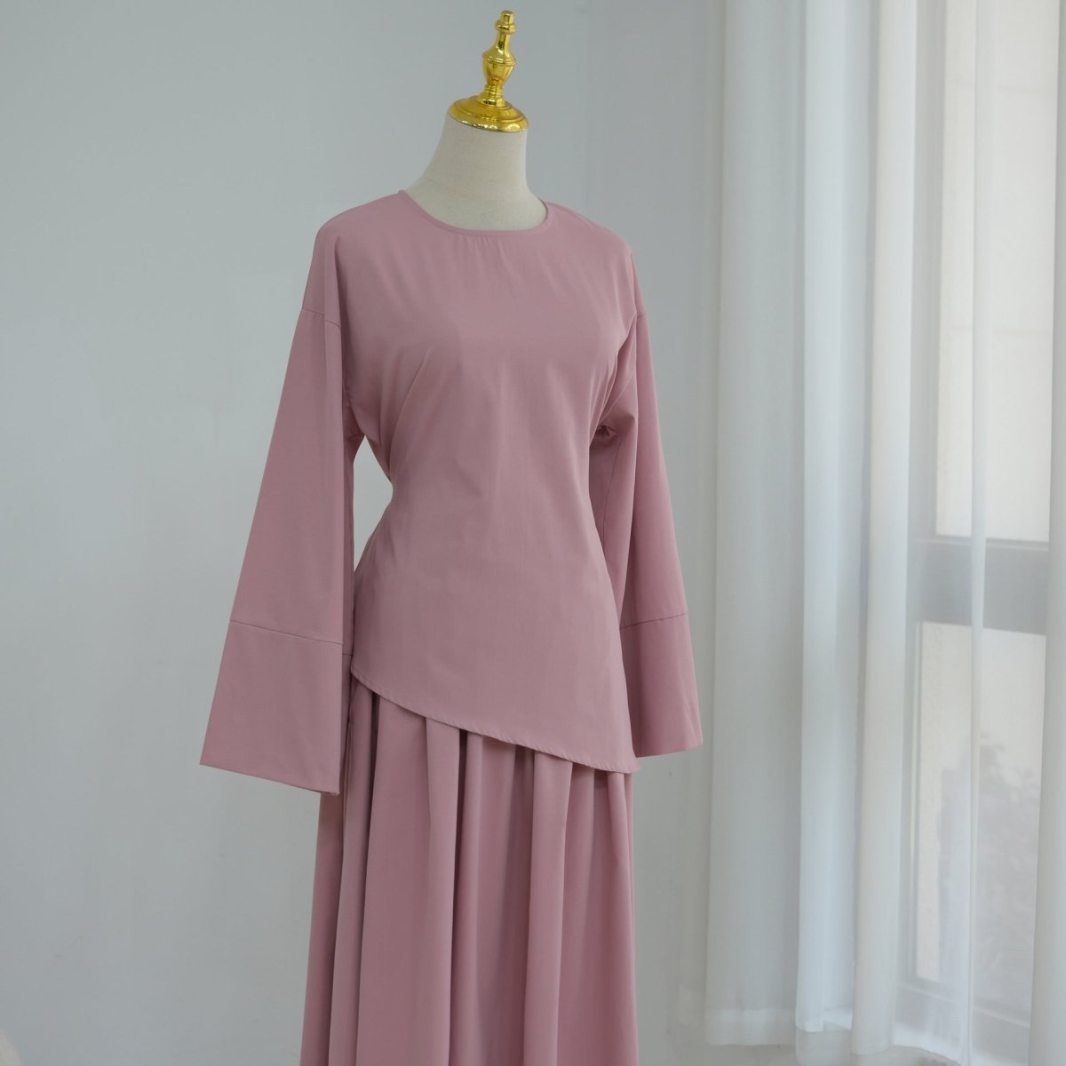 Bell Sleeve Back-Tie Top & A-Line Maxi Skirt Set(MS469)