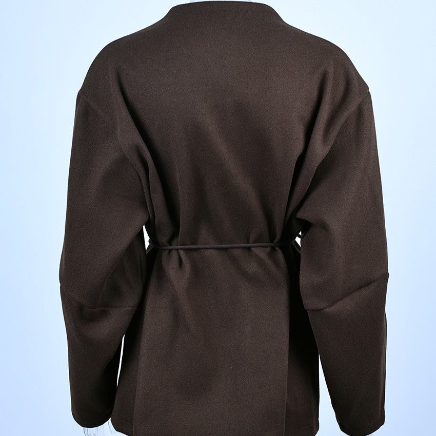 Belted Wool Coat with Shell Brooch(MS255)