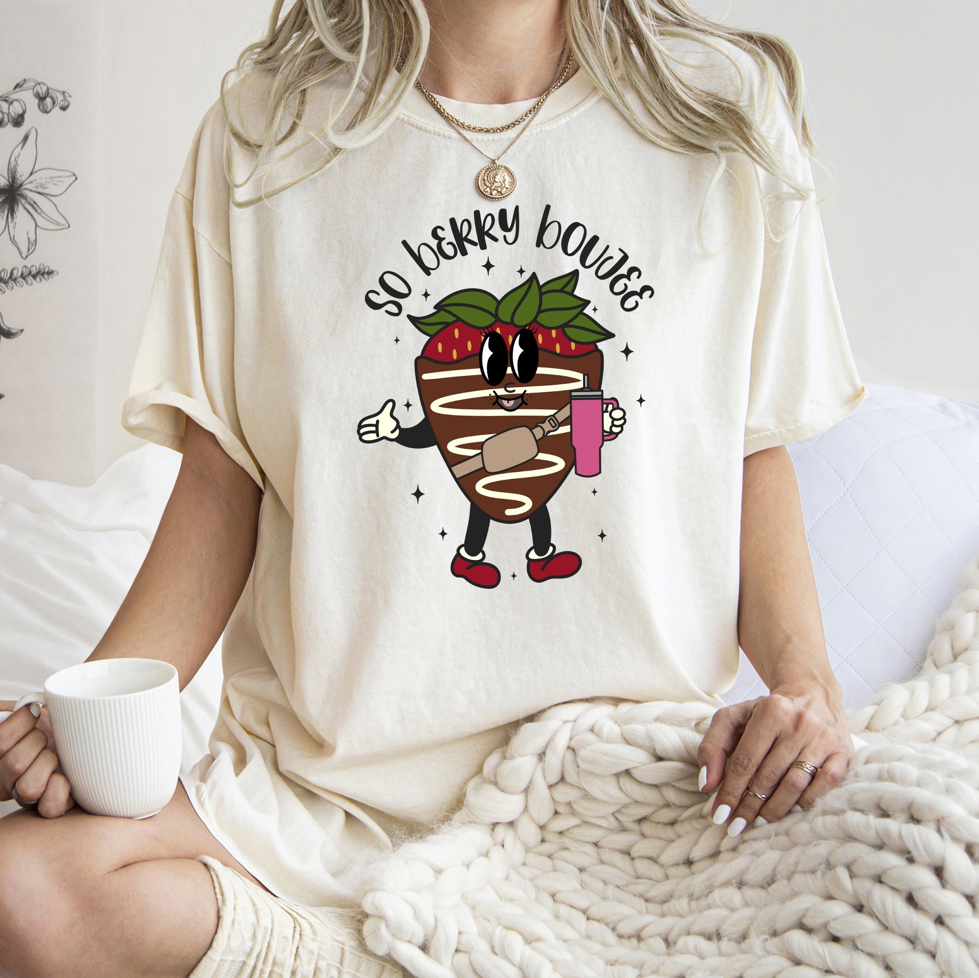 So Berry Boujee Chocolate Strawberry Bougie Love Struck Edition Comfort Colors Tee