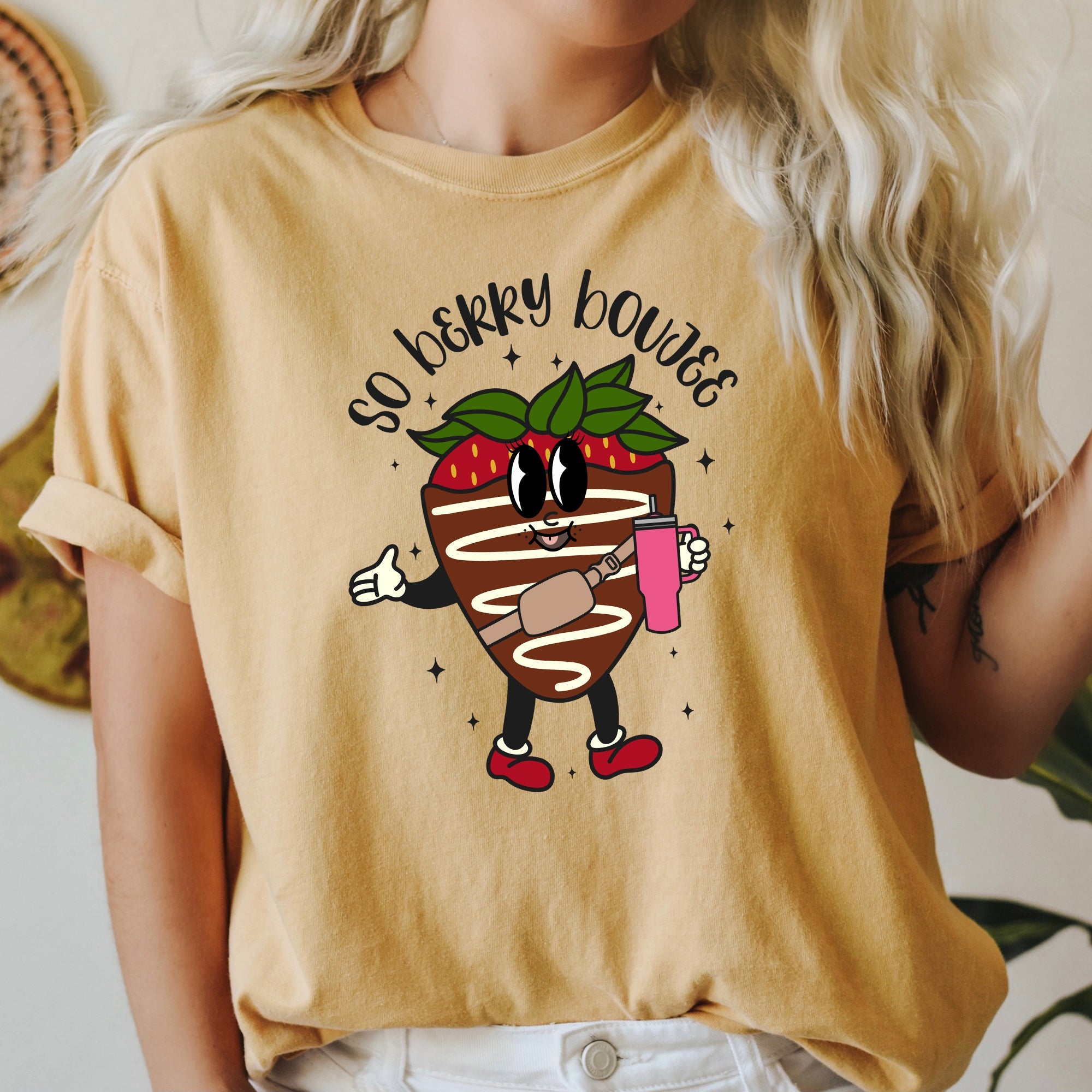 So Berry Boujee Chocolate Strawberry Bougie Love Struck Edition Comfort Colors Tee