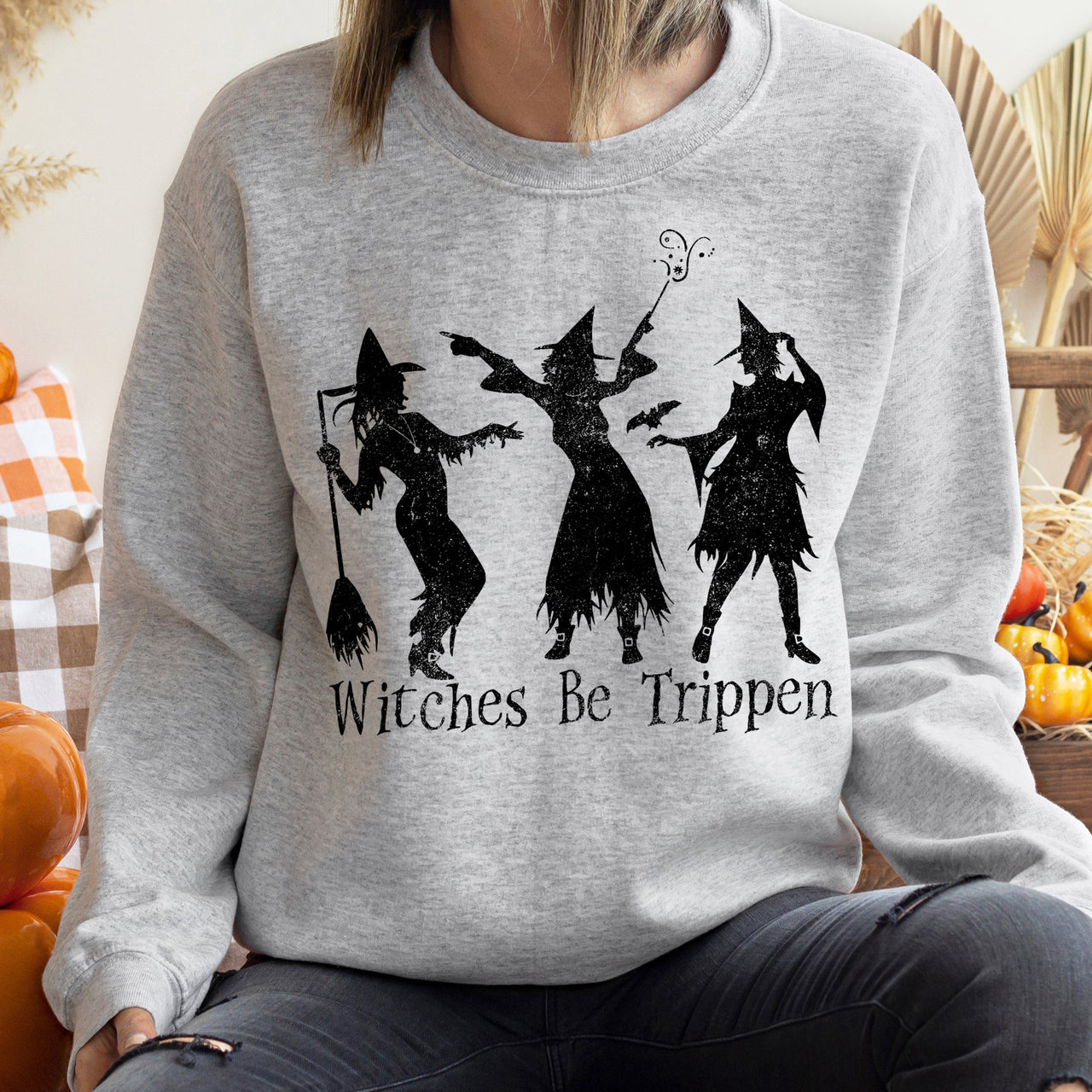 Witches Be Trippen Cozy Spooky Halloween Witchy Graphic Illustration Print Collection Sweatshirt