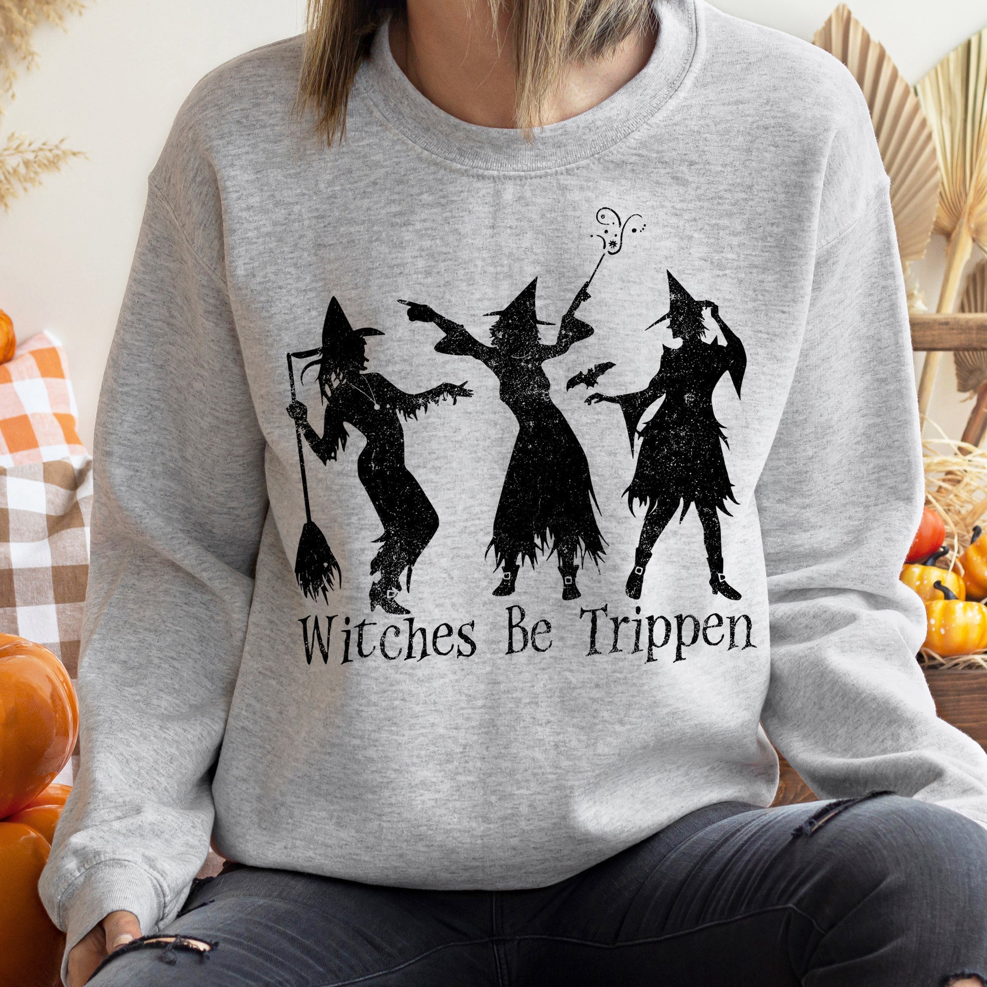 Witches Be Trippen Cozy Spooky Halloween Witchy Graphic Illustration Print Collection Sweatshirt