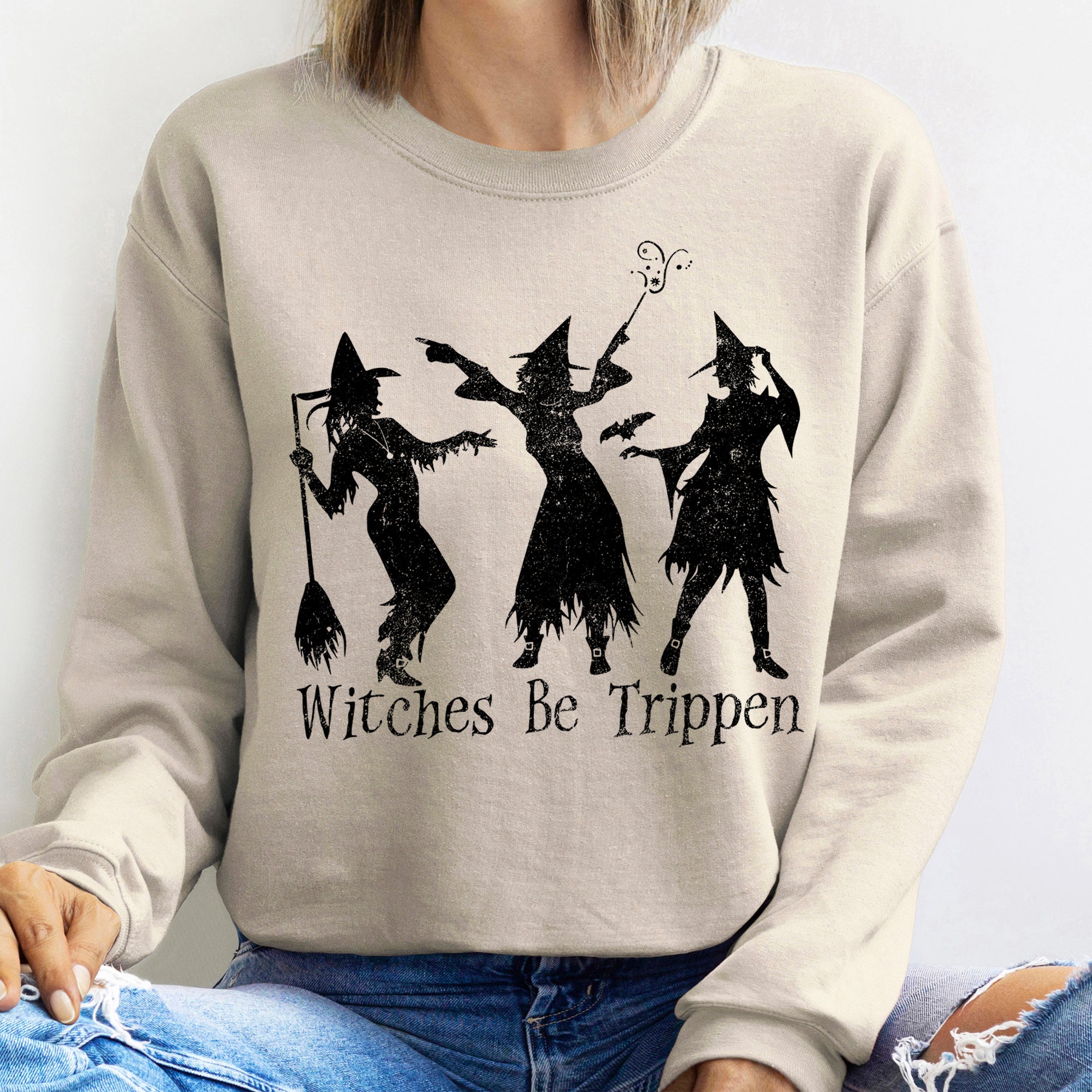 Witches Be Trippen Cozy Spooky Halloween Witchy Graphic Illustration Print Collection Sweatshirt