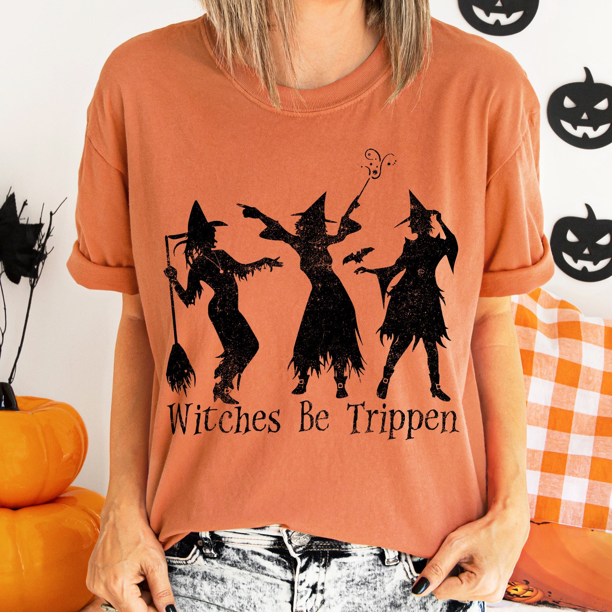 Witches Be Trippin Halloween Night Vibes Limited Edition Seasonal Release Comfort Colors Tee