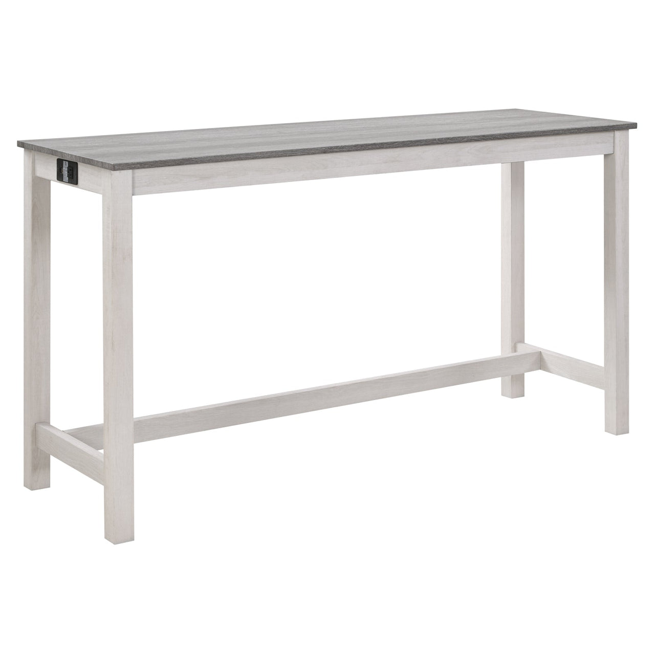 4 Piece Bar Table Set with Power Outlet,Bar Table Set with Chairs,Sofa Bar Table with Stools,Behind Couch Table with 3 Padded Stools,for Living Room,Dining room, White & Grey