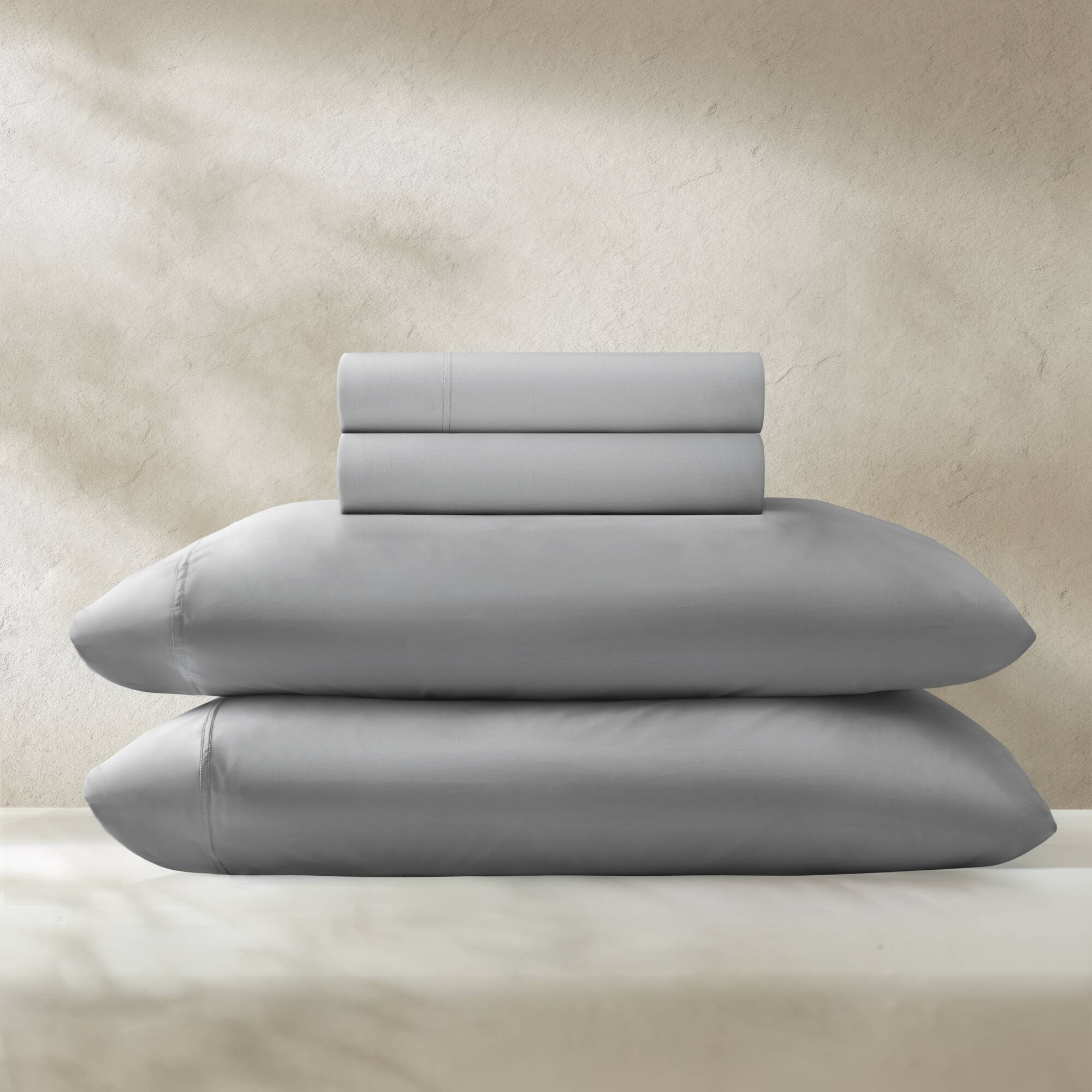 4-Piece King Stretch Jersey Sheet Set,Grey