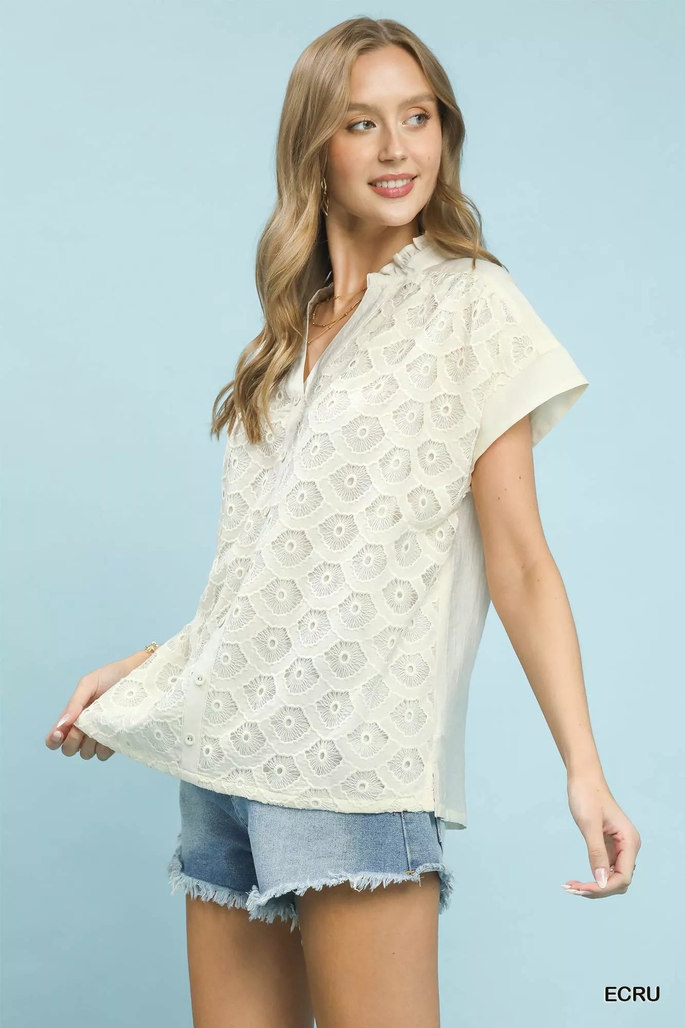 Umgee Lace Button-Front Top