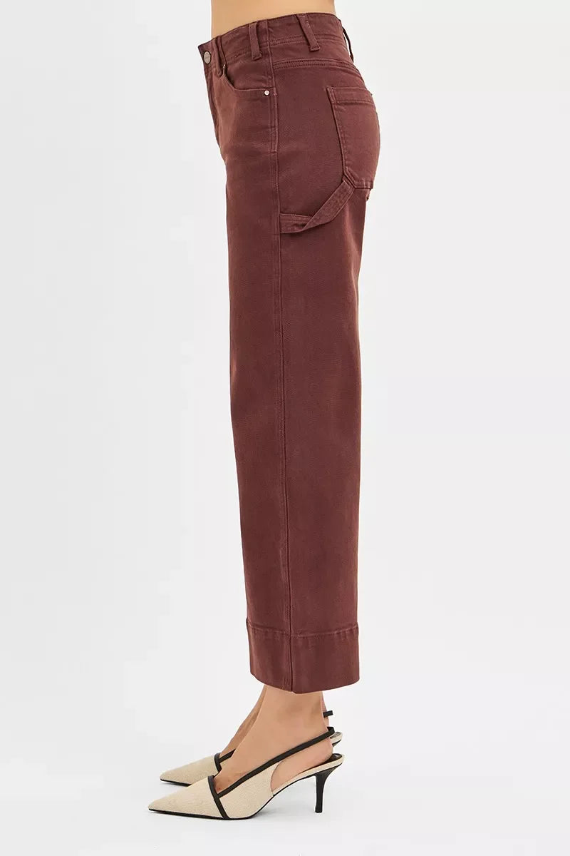 RISEN Tummy Control High Rise Crop Wide No Waist Band Pants