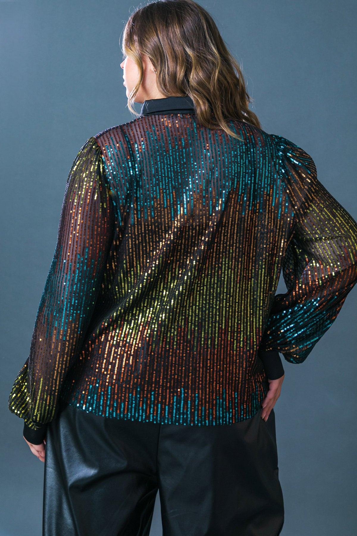 CAUSE A COMMOTION SEQUIN BLOUSE