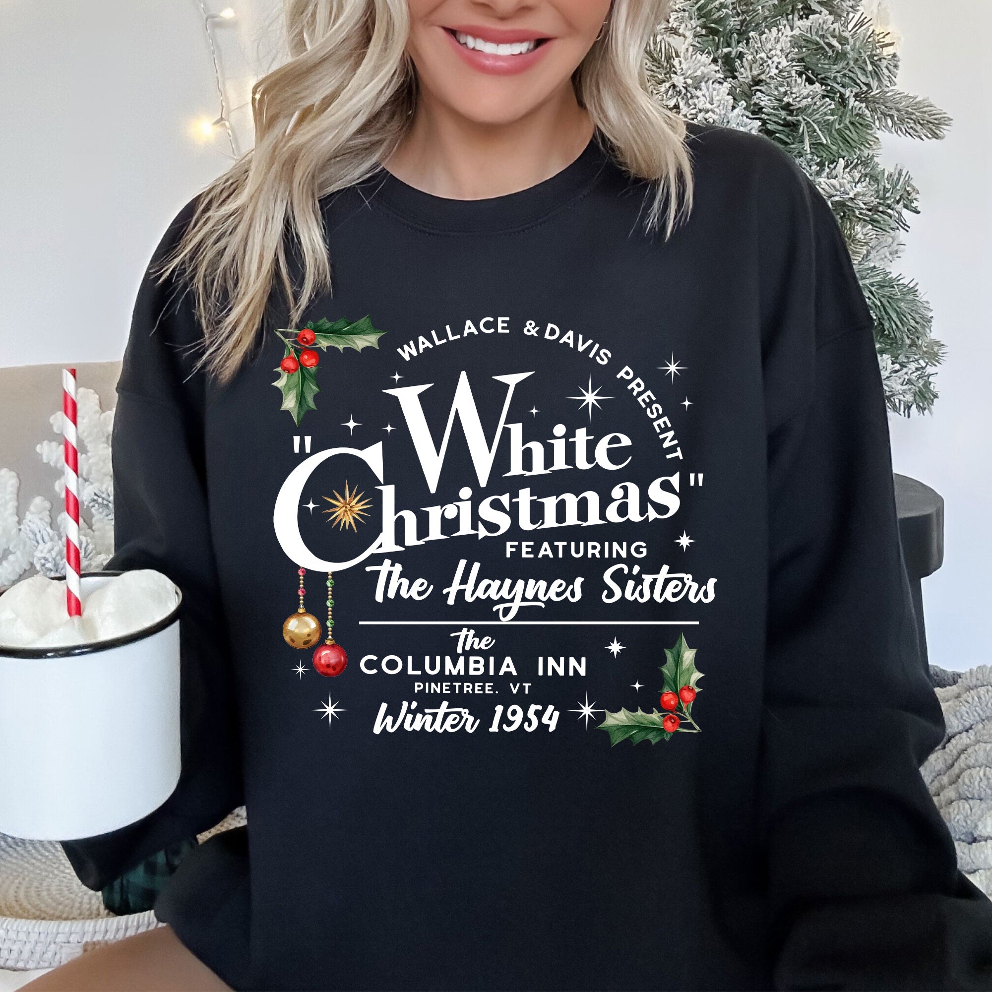 White Christmas Movie Classic Musical Vintage Style Graphic Print Premium Sweatshirt