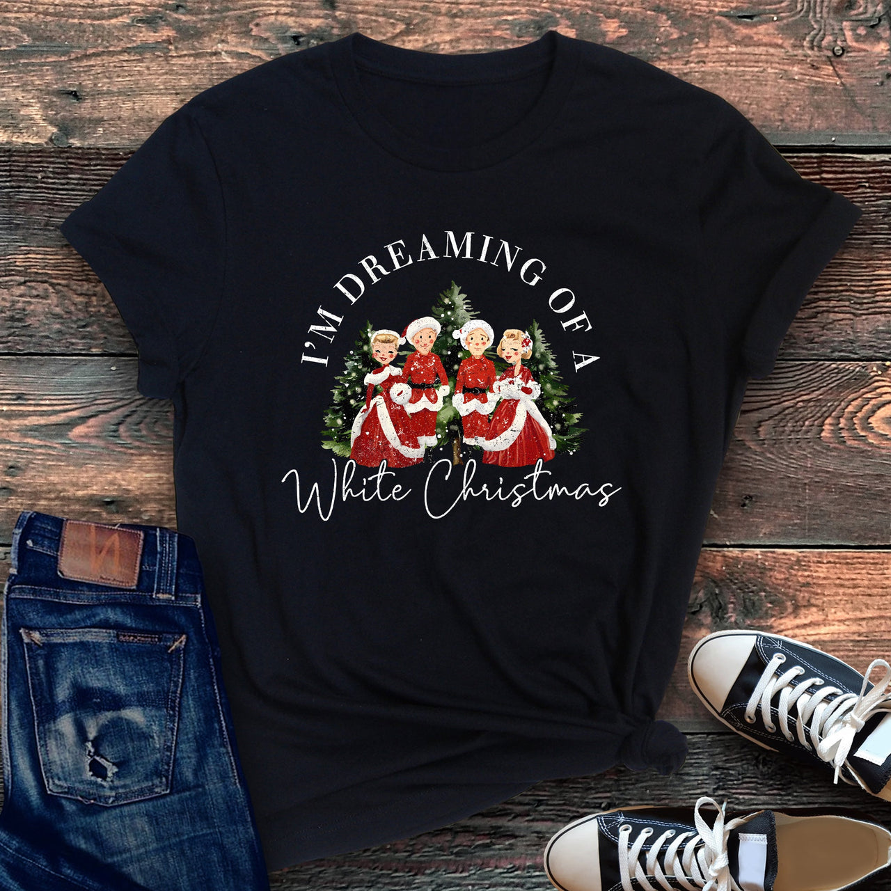 I'm Dreaming Of A White Christmas Movie Classic Musical Film Theme Vintage Inspired Graphic Tee