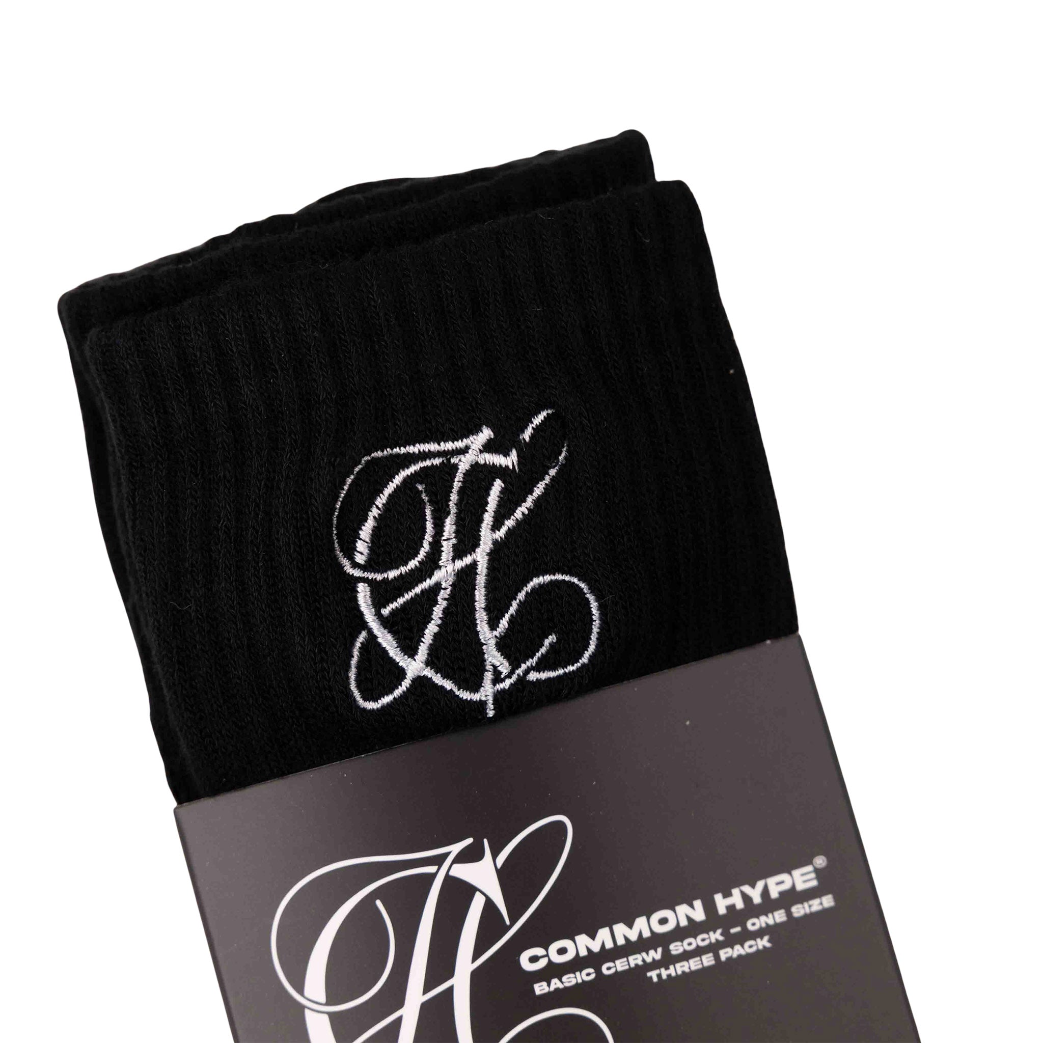 Common Hype Tonal Embroidered Sock Black (3-Pack)