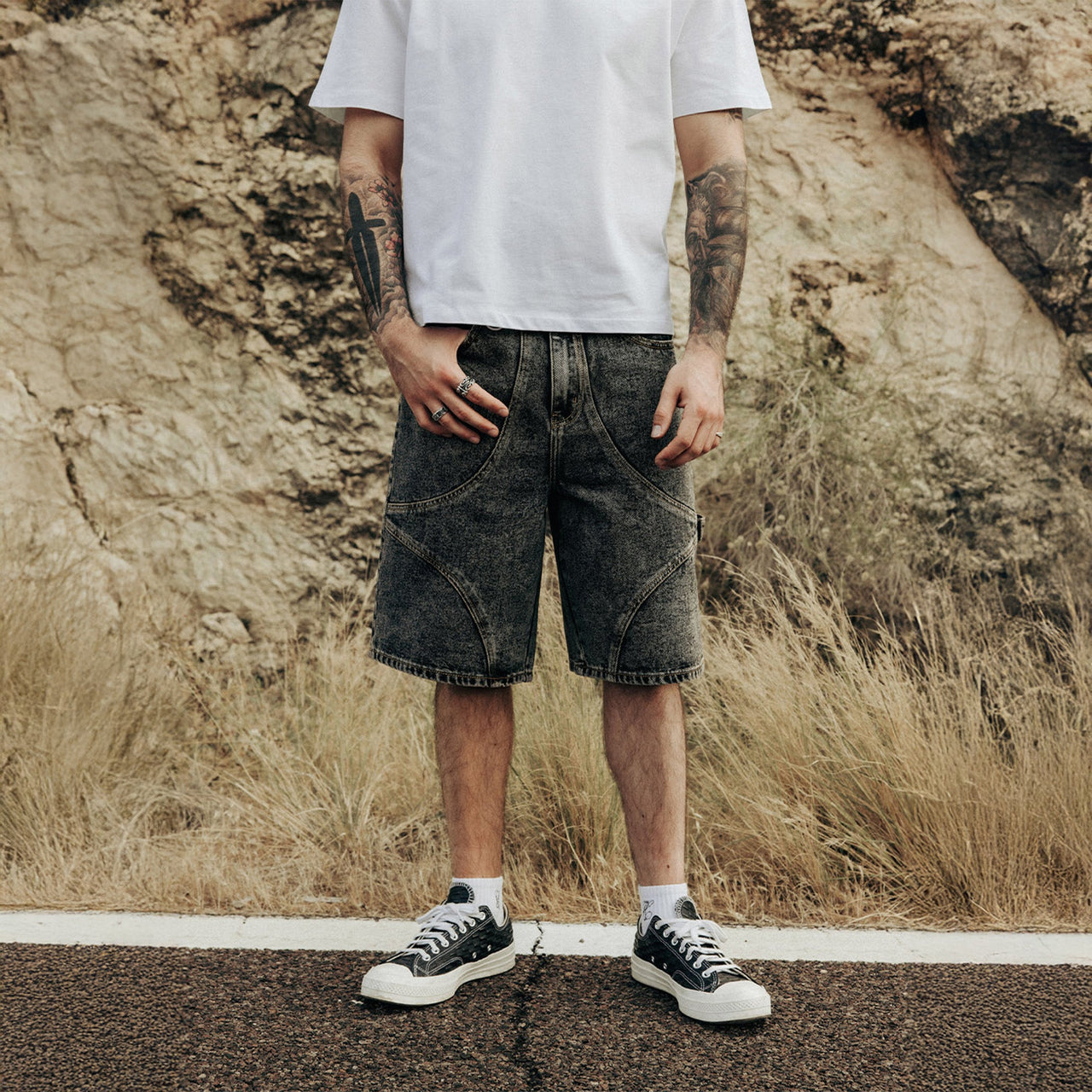 Commons Studios ‘Star’ Washed Denim Short Charcoal