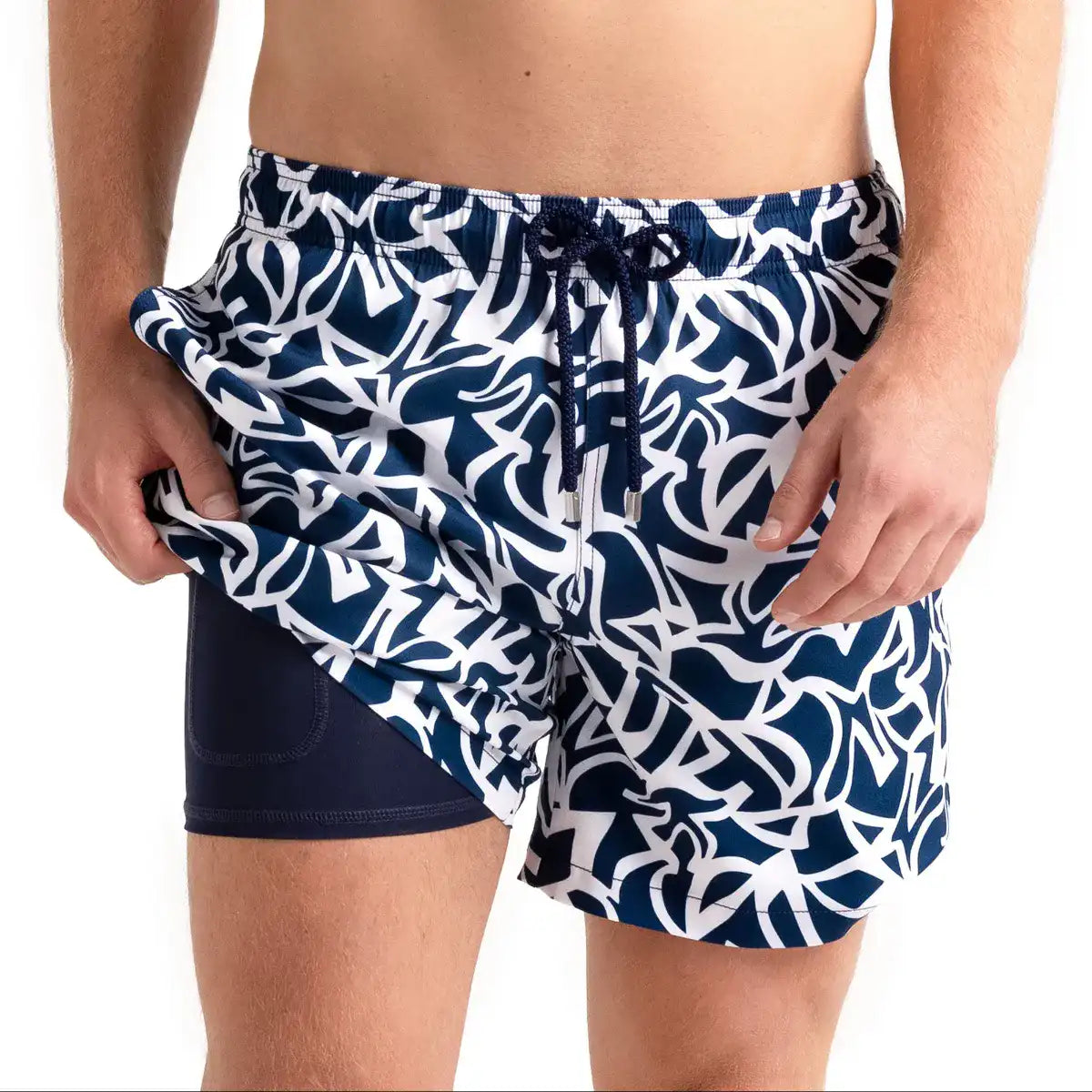 Men’s Premium Compression-Lined Hybrid Shorts – Blue Freedom