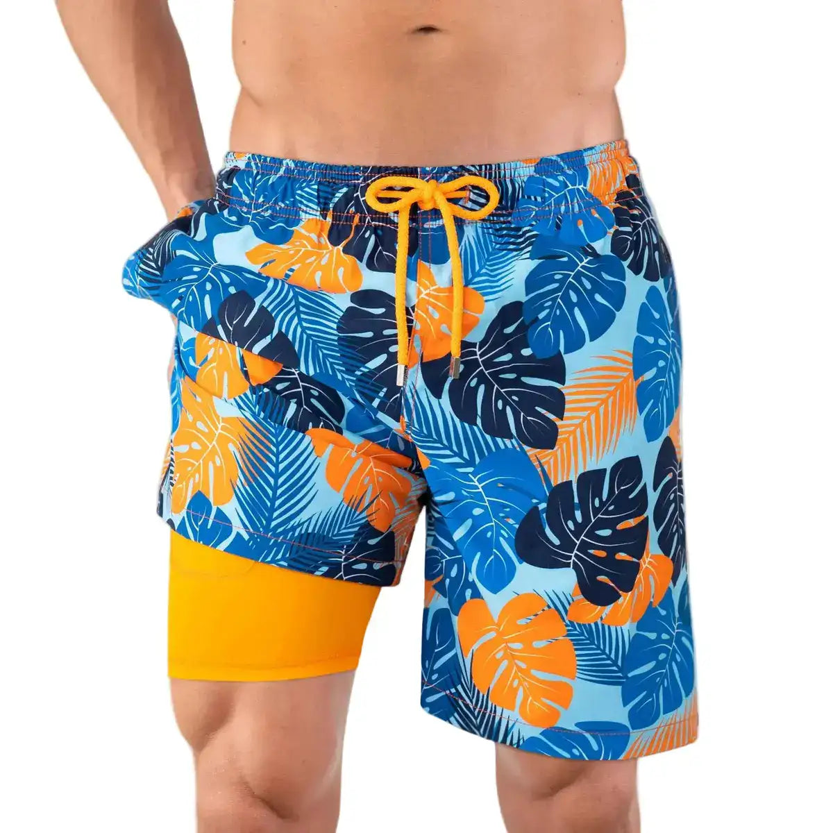 Men’s Premium Compression-Lined Hybrid Shorts – Blue Jungle