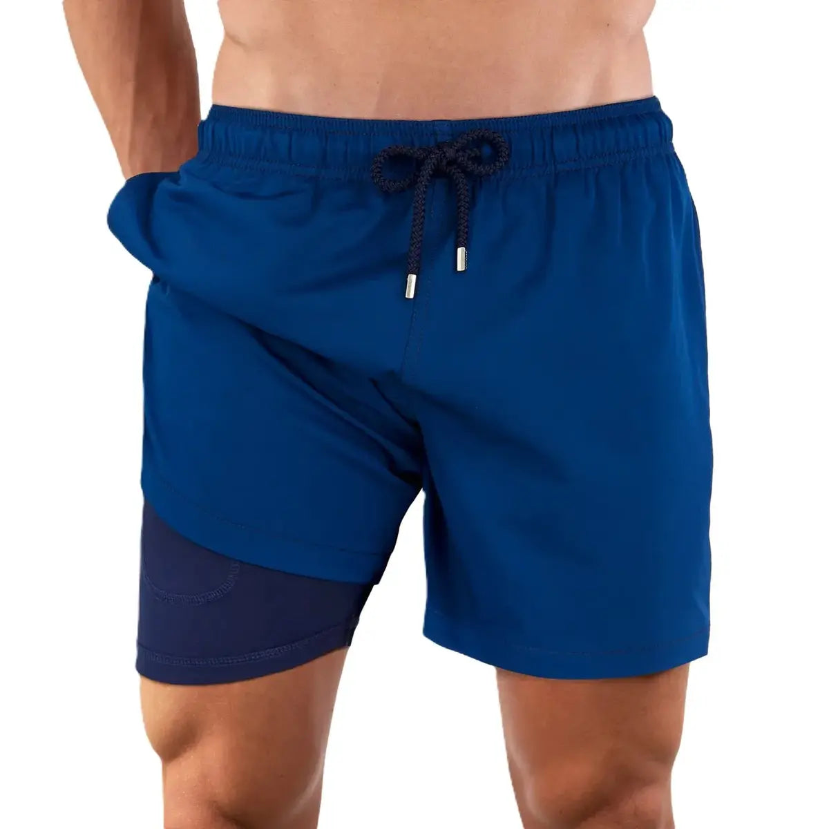 Men’s Premium Compression-Lined Hybrid Shorts – Blue Sapphire